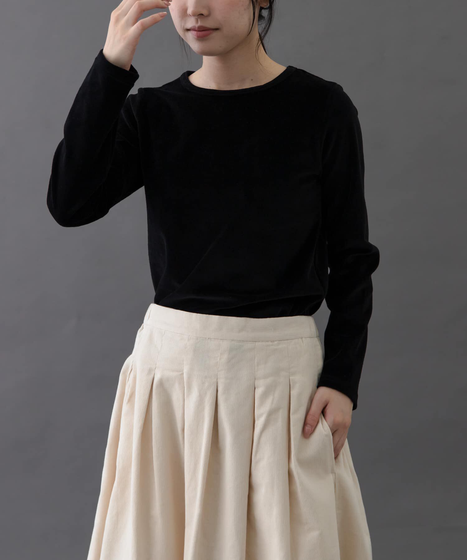 URBAN RESEARCH DOORS「FORK&SPOON　ベロアロングスリーブTシャツ」|Tシャツ・カットソー|