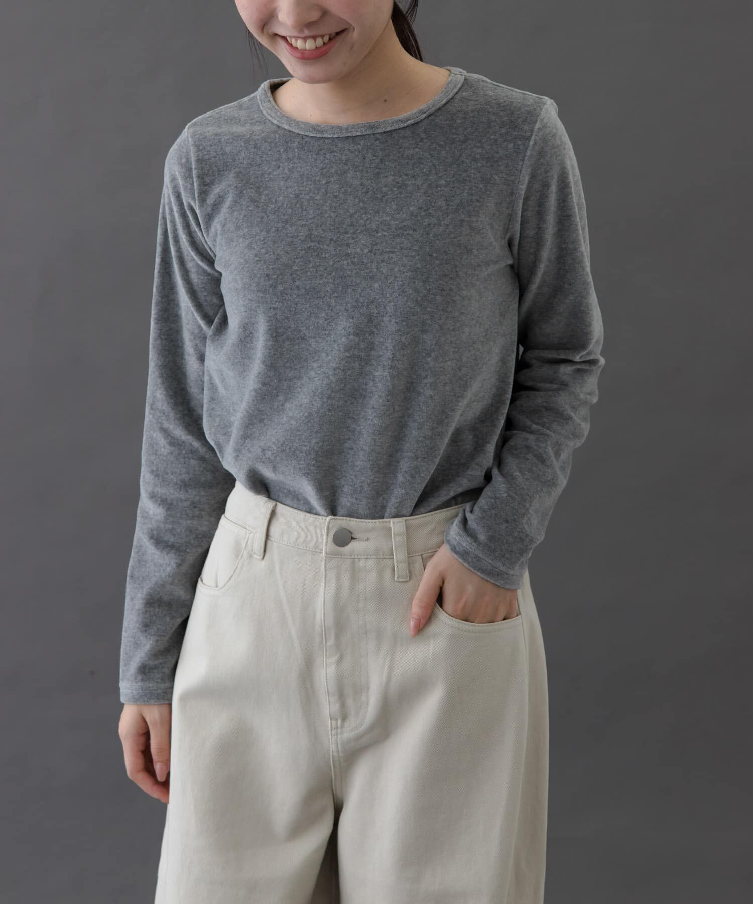 URBAN RESEARCH DOORS「FORK&SPOON　ベロアロングスリーブTシャツ」|Tシャツ・カットソー|