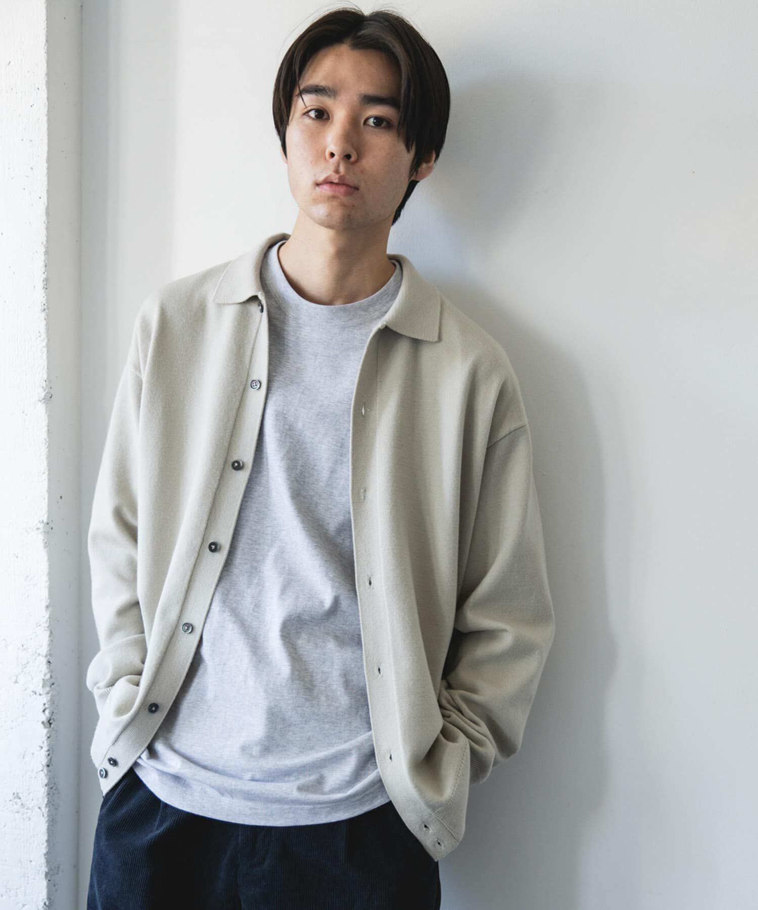 URBAN RESEARCH DOORS「『XLｻｲｽﾞ/WEB限定/仁村紗和さん着用』『UR TECH 200日ﾆｯﾄ』ｼｬﾂ ｶｰ」|カーディガン|ライトグレー