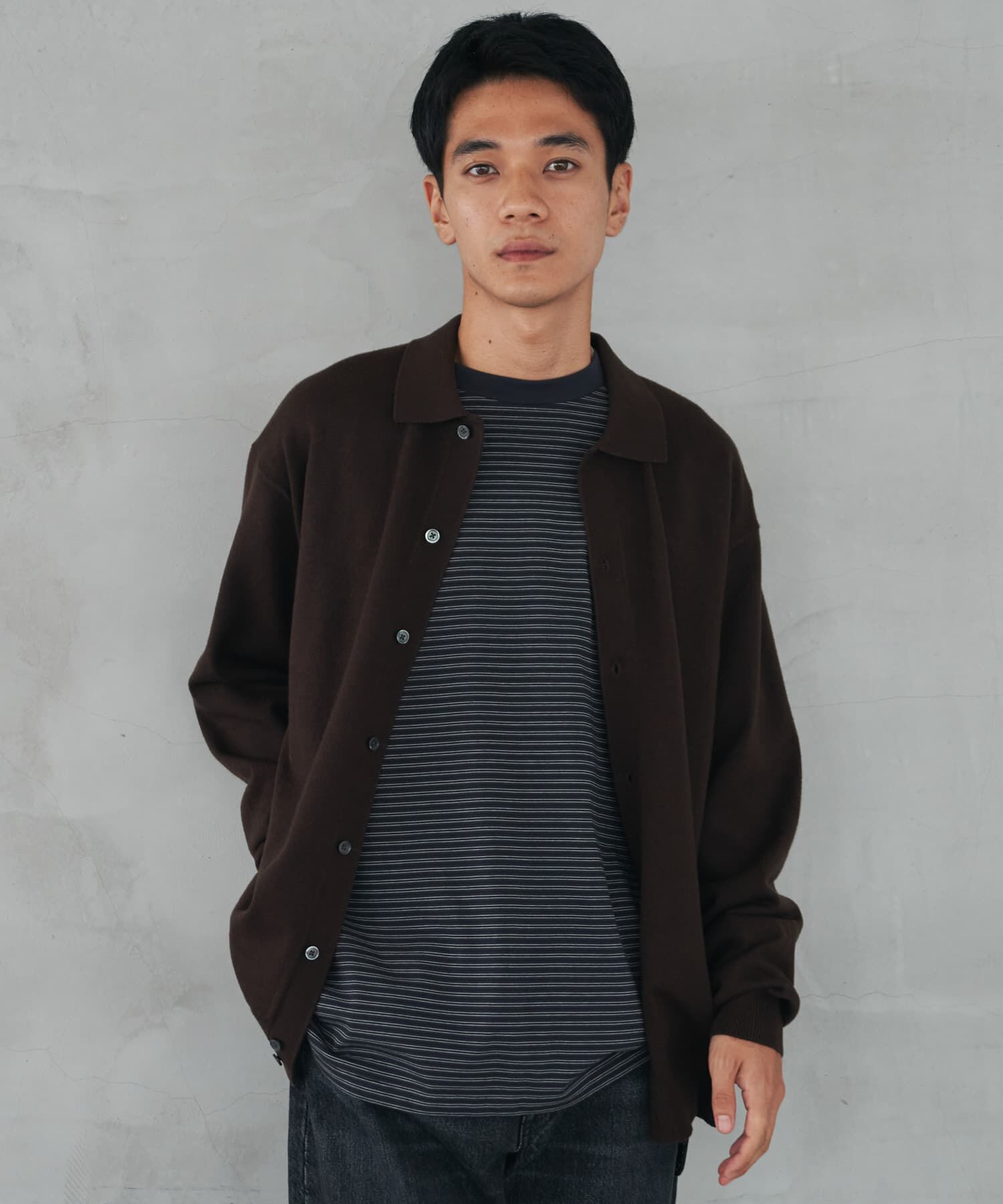 URBAN RESEARCH DOORS「『XLｻｲｽﾞ/WEB限定/仁村紗和さん着用』『UR TECH 200日ﾆｯﾄ』ｼｬﾂ ｶｰ」|カーディガン|ブラウン