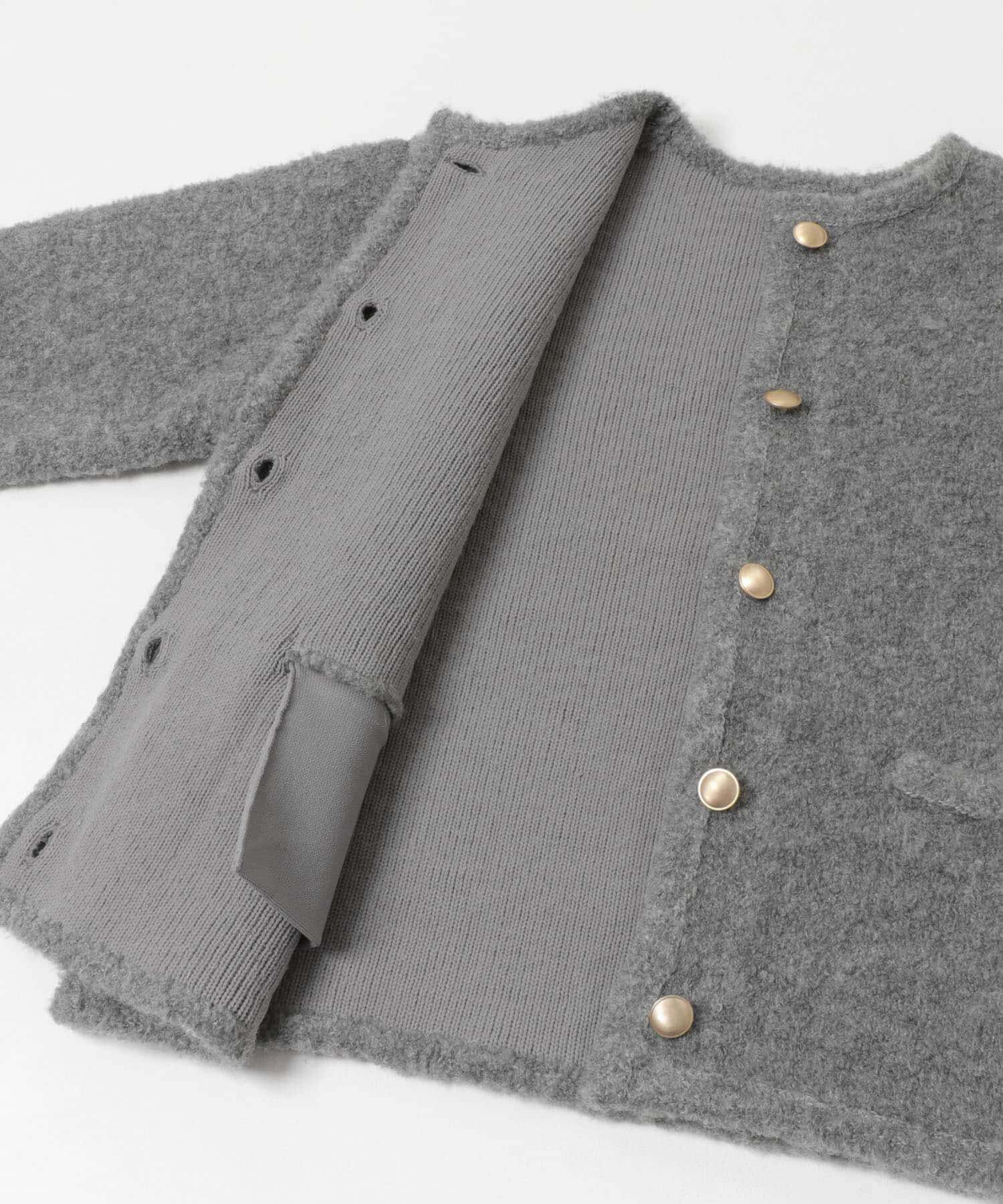 URBAN RESEARCH ROSSO「『WEB/一部店舗限定』ウール混ブークレニットジャケット」|ノーカラーコート|