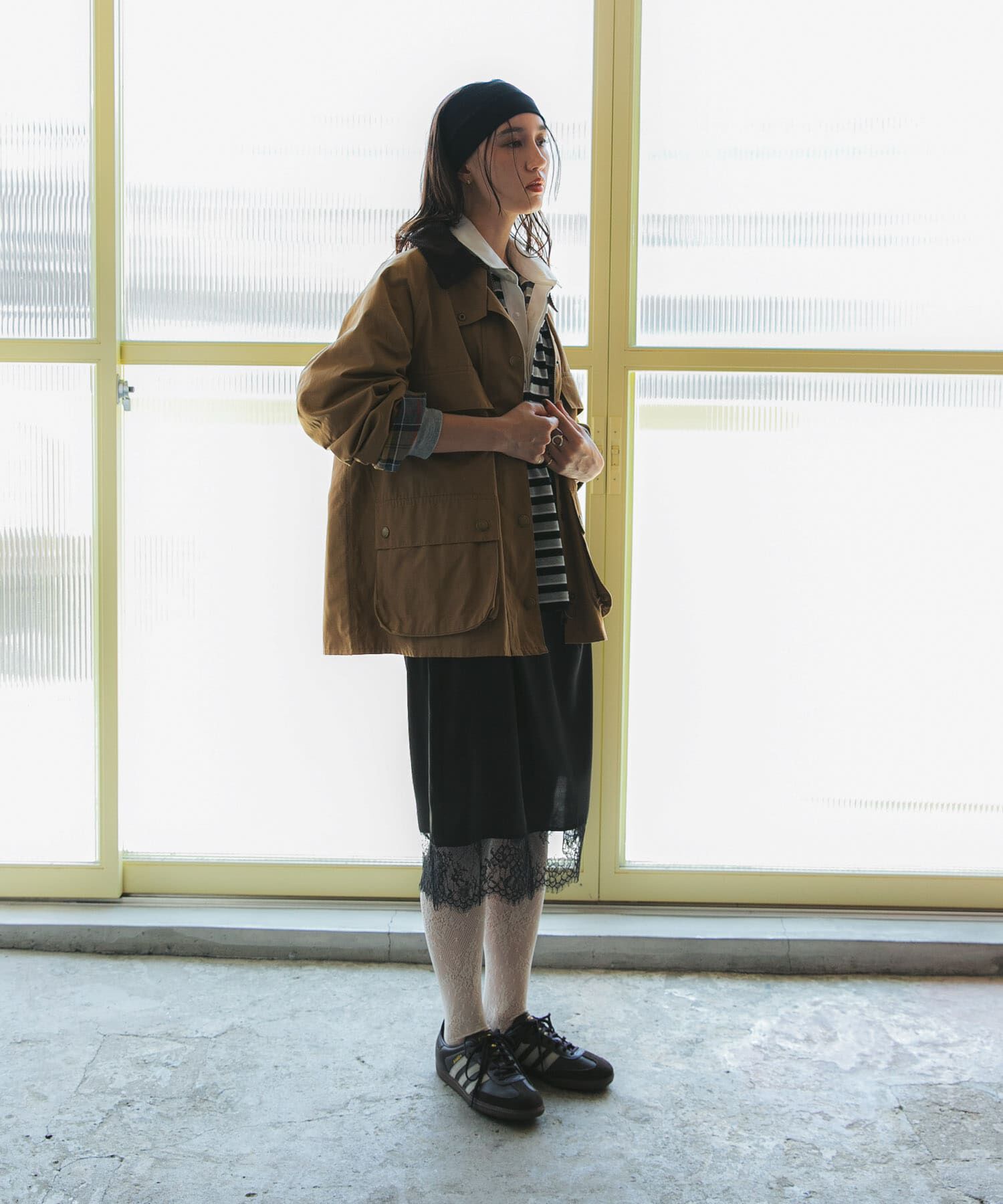 URBAN RESEARCH「『UR TECH』ベロアボーダーラガーシャツ」|Tシャツ・カットソー|