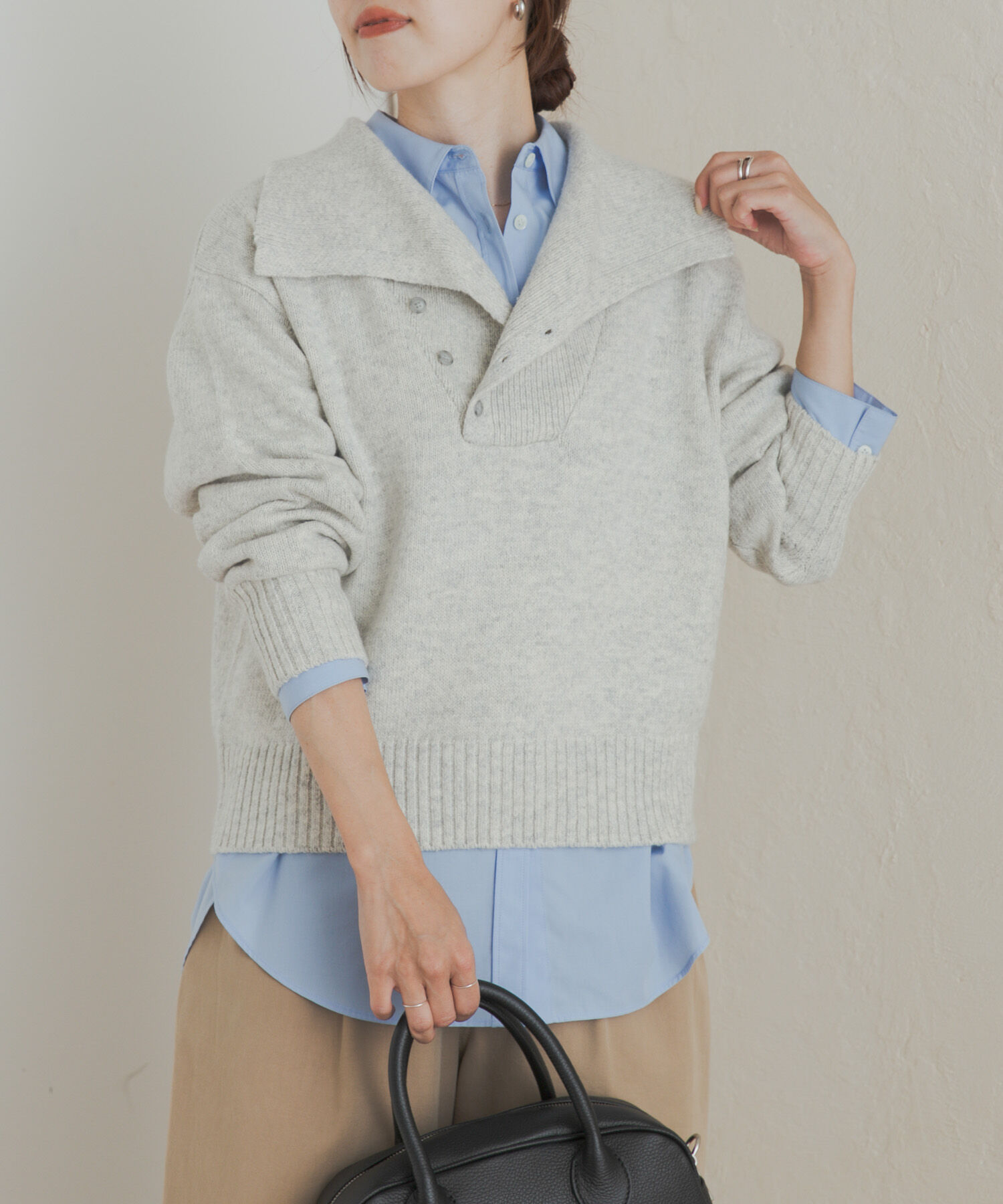 URBAN RESEARCH DOORS「変形カラーニットプルオーバー」|ニット・セーター|