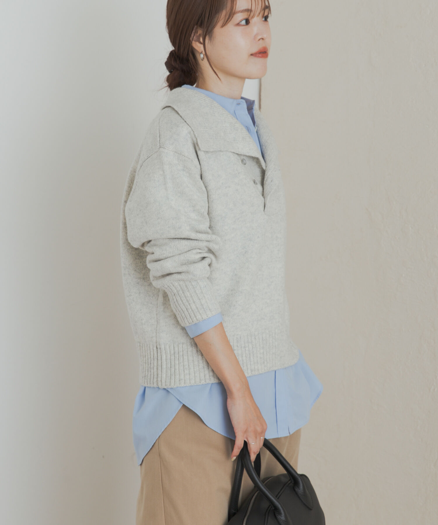 URBAN RESEARCH DOORS「変形カラーニットプルオーバー」|ニット・セーター|