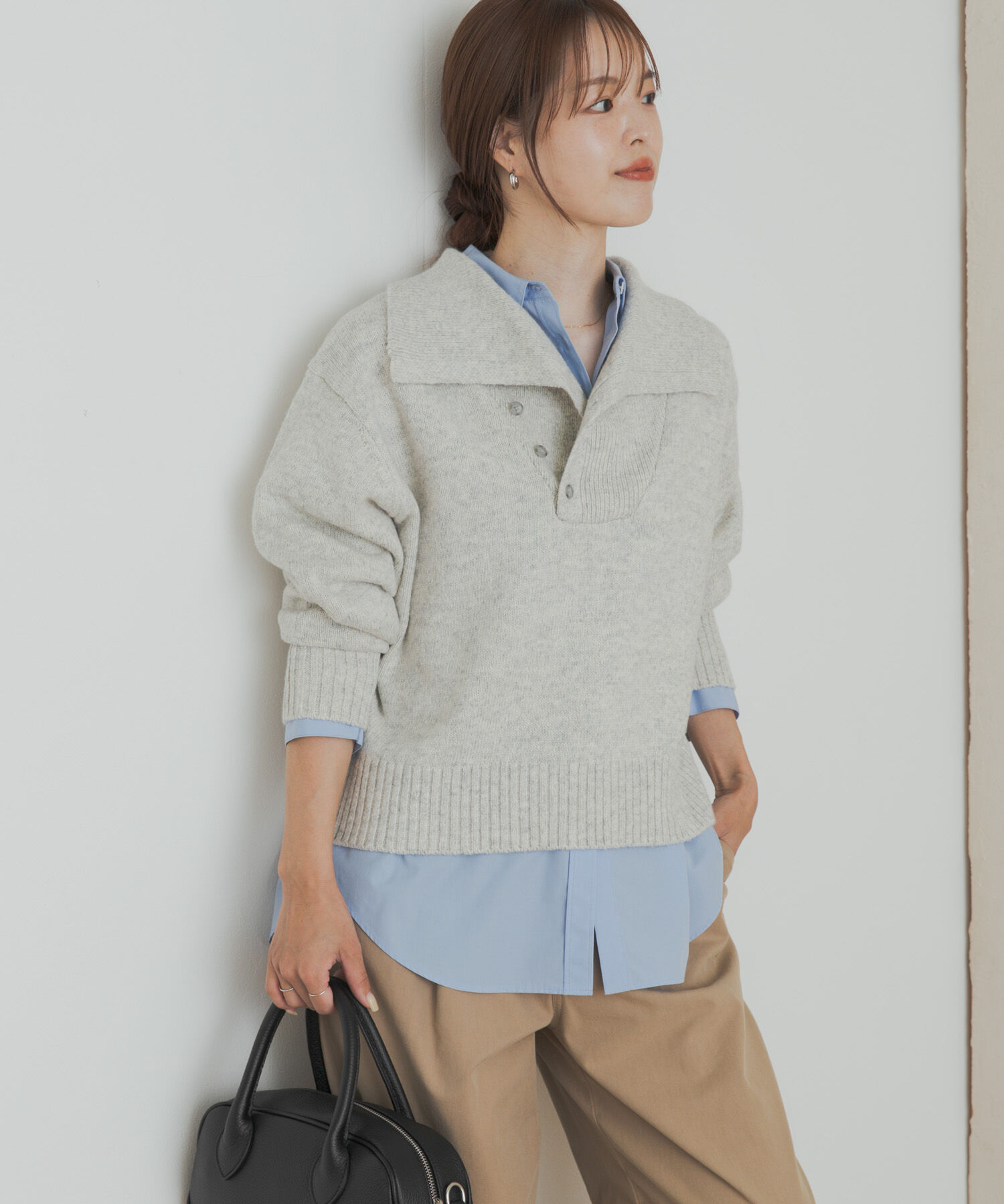 URBAN RESEARCH DOORS「変形カラーニットプルオーバー」|ニット・セーター|