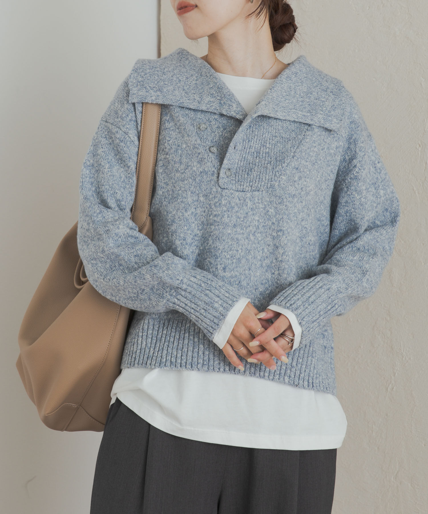 URBAN RESEARCH DOORS「変形カラーニットプルオーバー」|ニット・セーター|