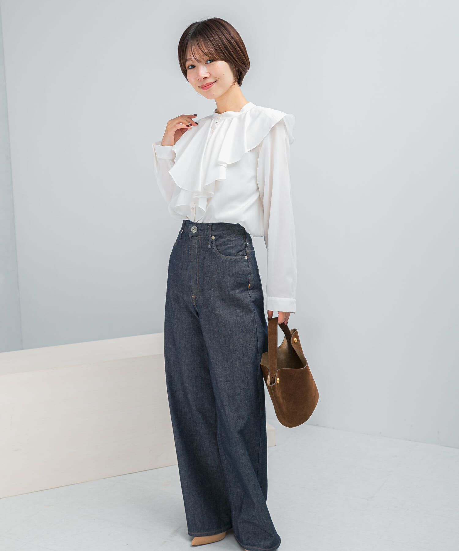 URBAN RESEARCH ROSSO「フリルカラーシャツブラウス」|シャツ・ブラウス|