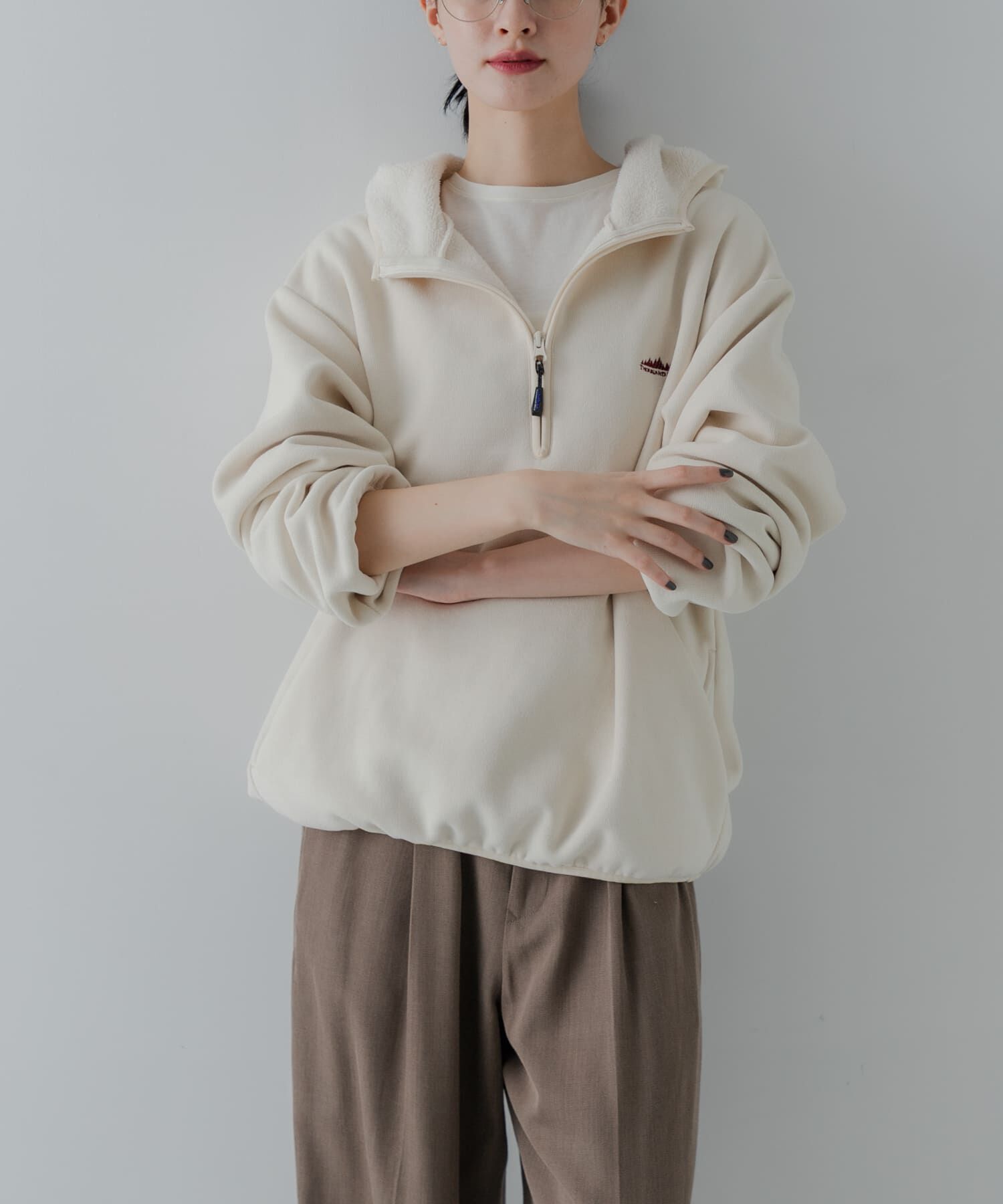 URBAN RESEARCH「『別注』THOUSAND MILE&times;URBAN RESEARCH　KNIT FREECE HF-ZIP HOODIE」|パーカー|