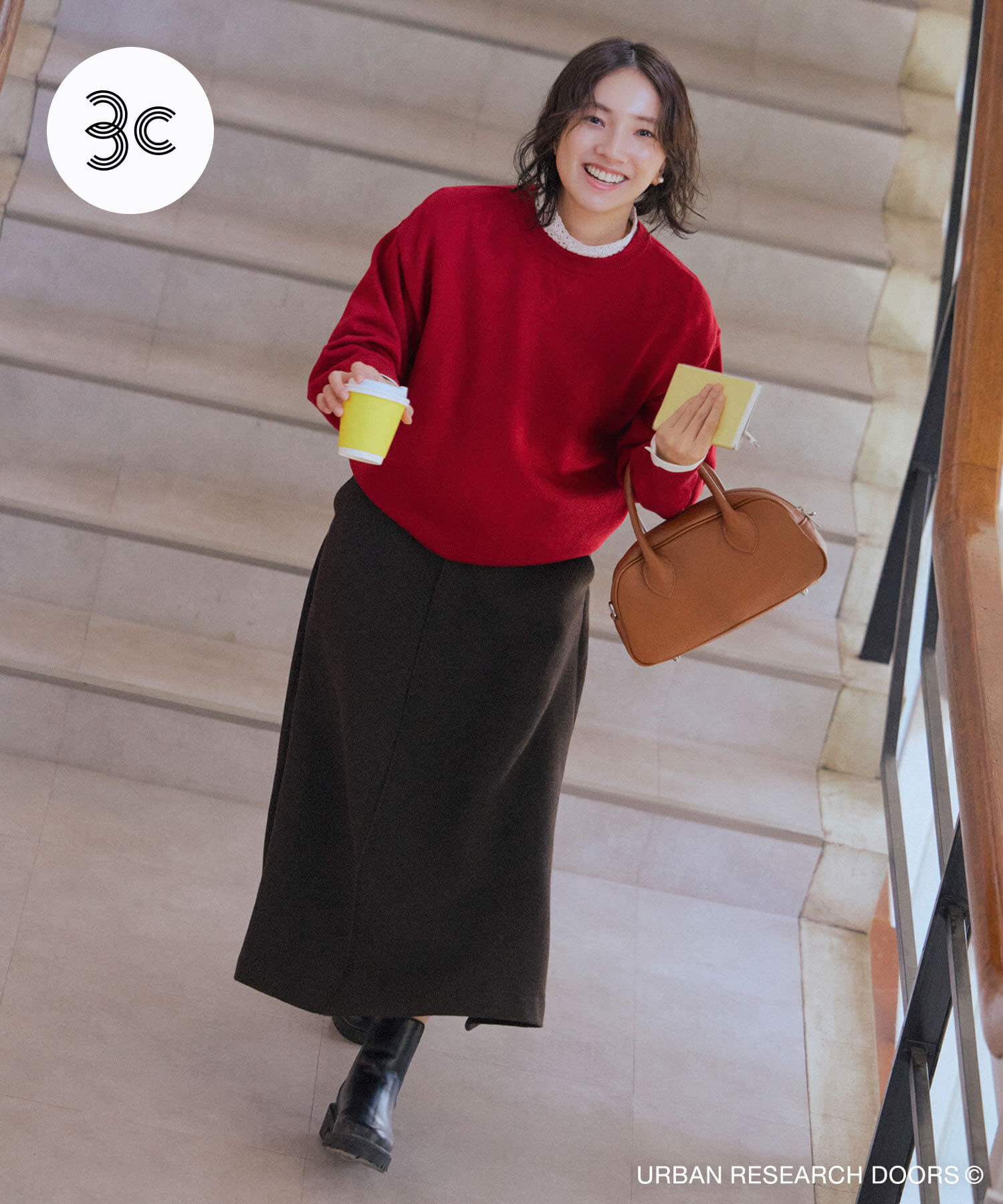 URBAN RESEARCH DOORS「『仁村紗和さん着用』『UR TECH』完声/暖フレアスカート」|スカート|ブラウン系その他