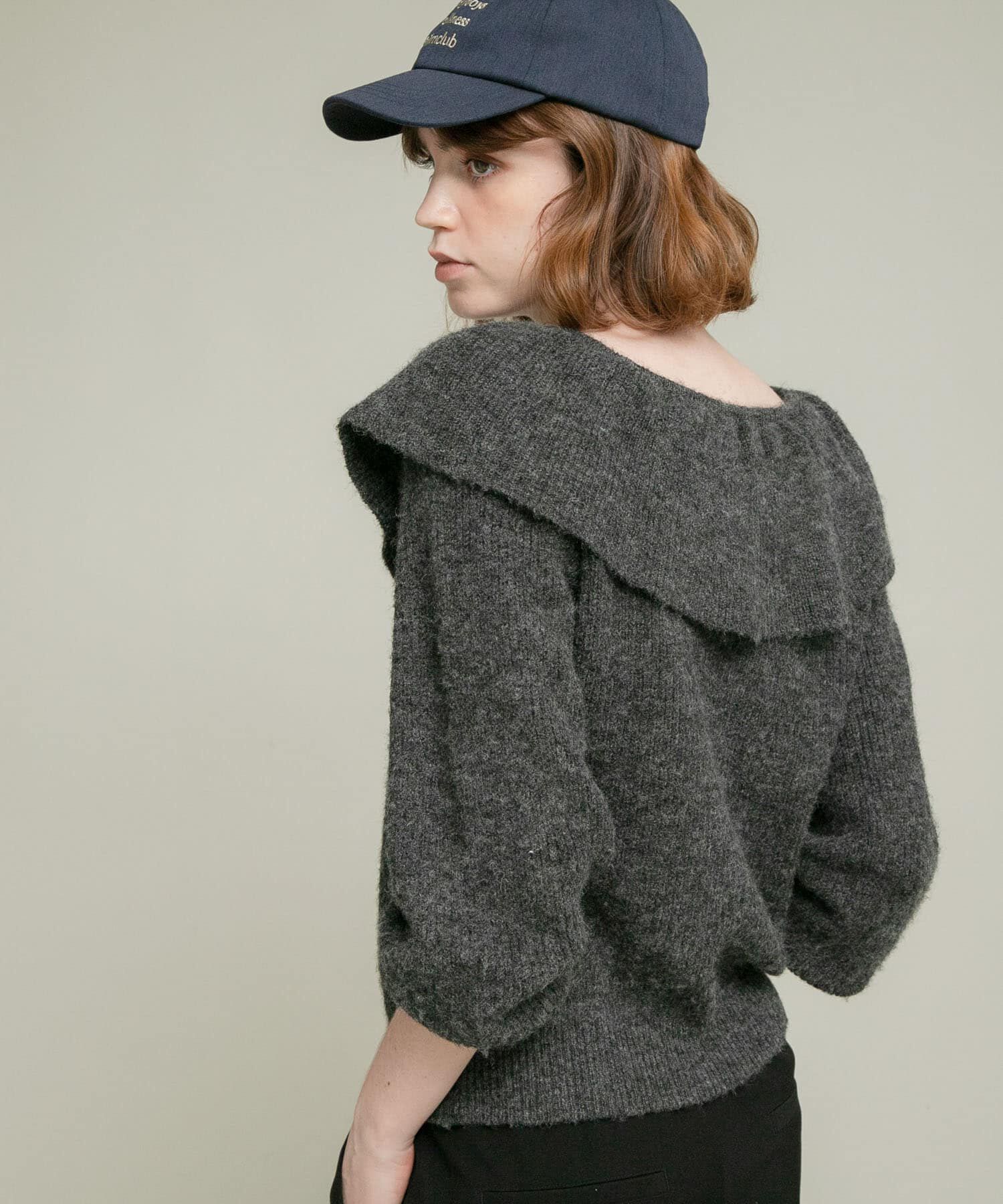 Sonny Label 「『WEB限定』フリルカラーアゼニット」|ニット・セーター|チャコールグレー