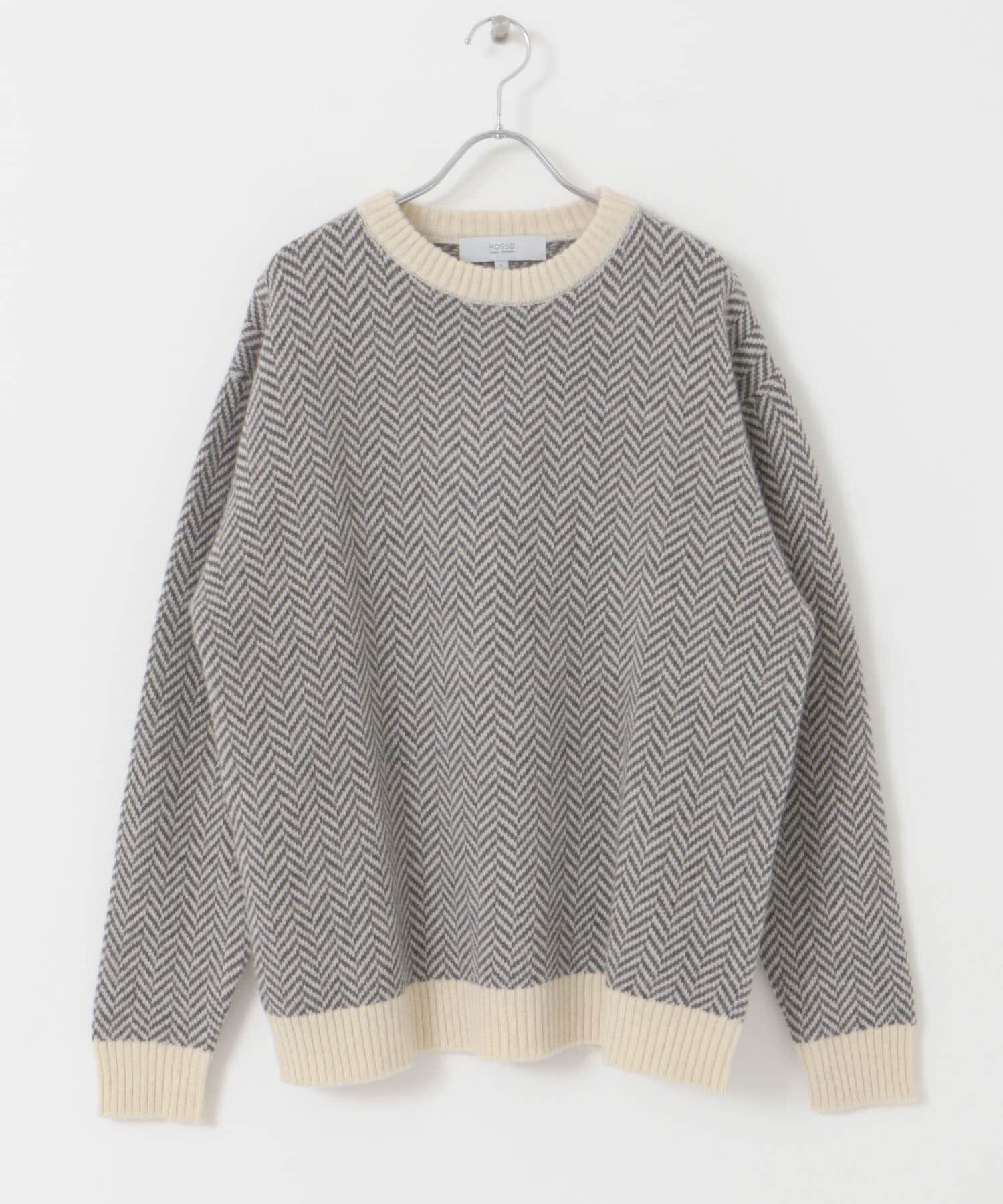 URBAN RESEARCH ROSSO「『XLサイズあり』ヘリンボーン柄クルーネックニット」|ニット・セーター|