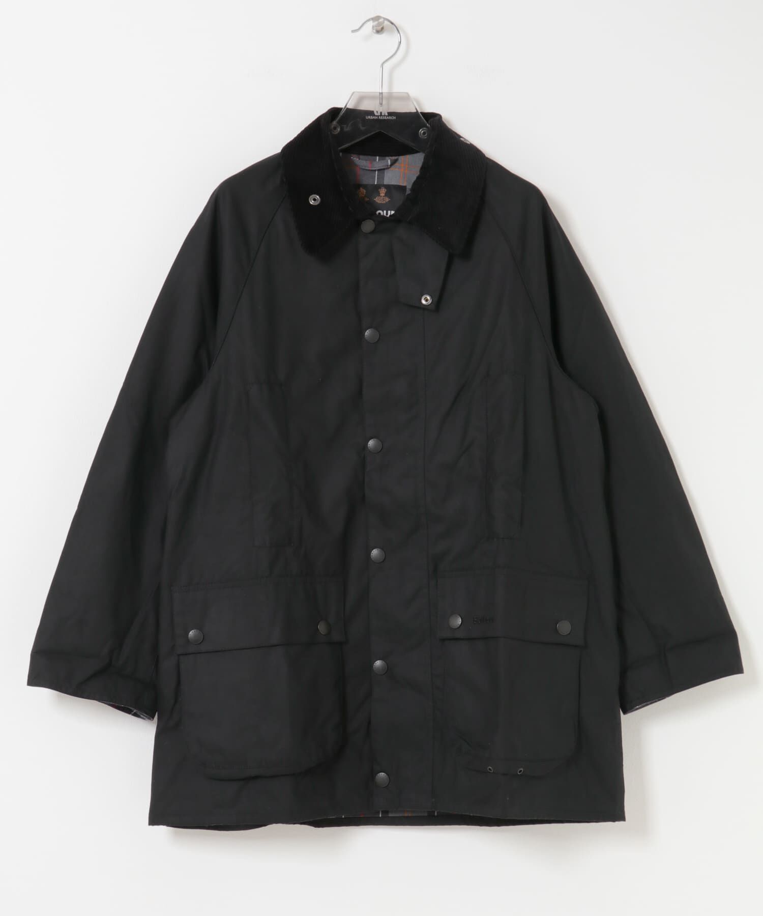 URBAN RESEARCH「Barbour　OS BEAUFORT WAX JACKET」|ノーカラーコート|ブラック