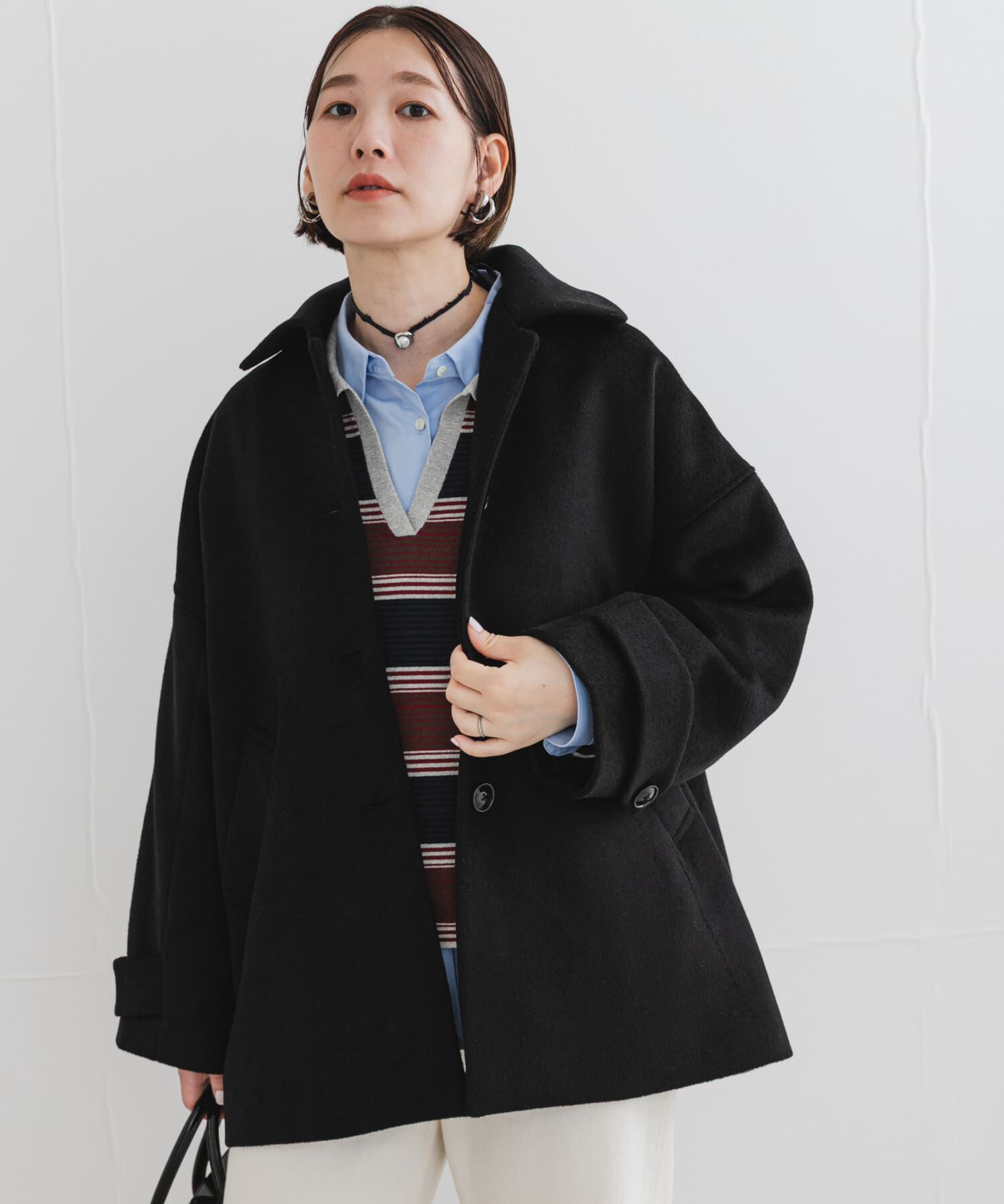 URBAN RESEARCH ROSSO「F by ROSSO　『UR TECH』ビーバーテントラインコート」|ステンカラーコート|ブラック