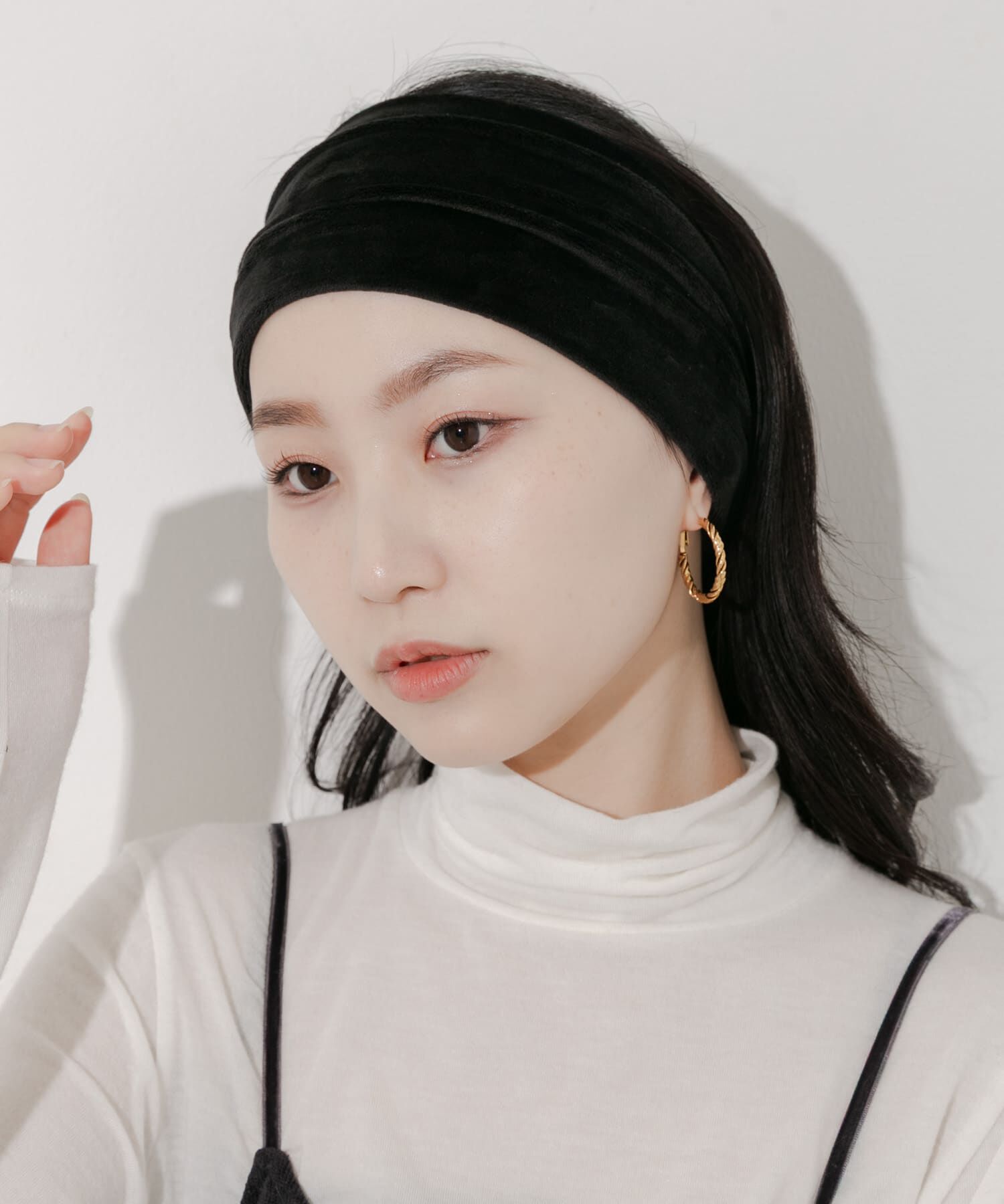 SMELLY「ベロアワイドヘアバンド」|ヘアバンド|ブラック