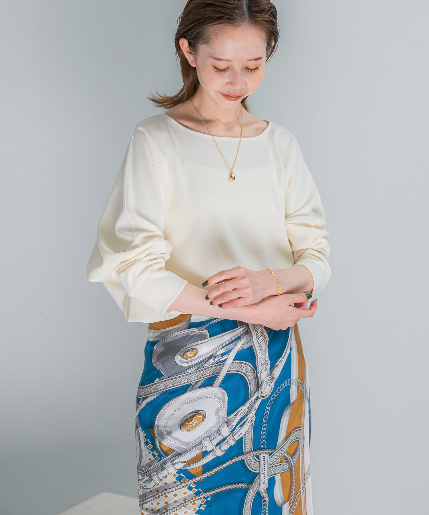 URBAN RESEARCH ROSSO「ニットジョーゼットドルマンプルオーバー」|シャツ・ブラウス|オフホワイト