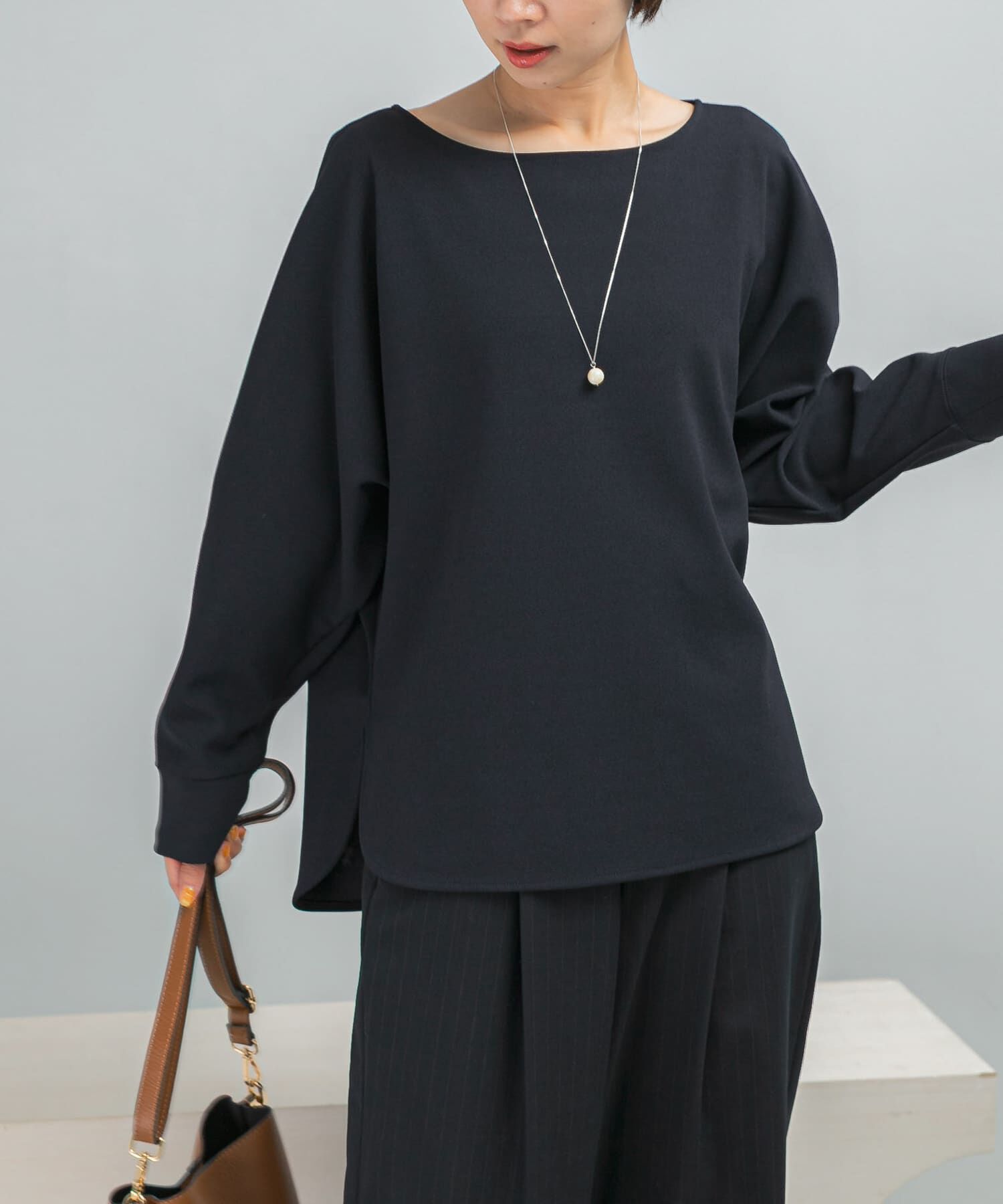 URBAN RESEARCH ROSSO「ニットジョーゼットドルマンプルオーバー」|シャツ・ブラウス|ネイビー