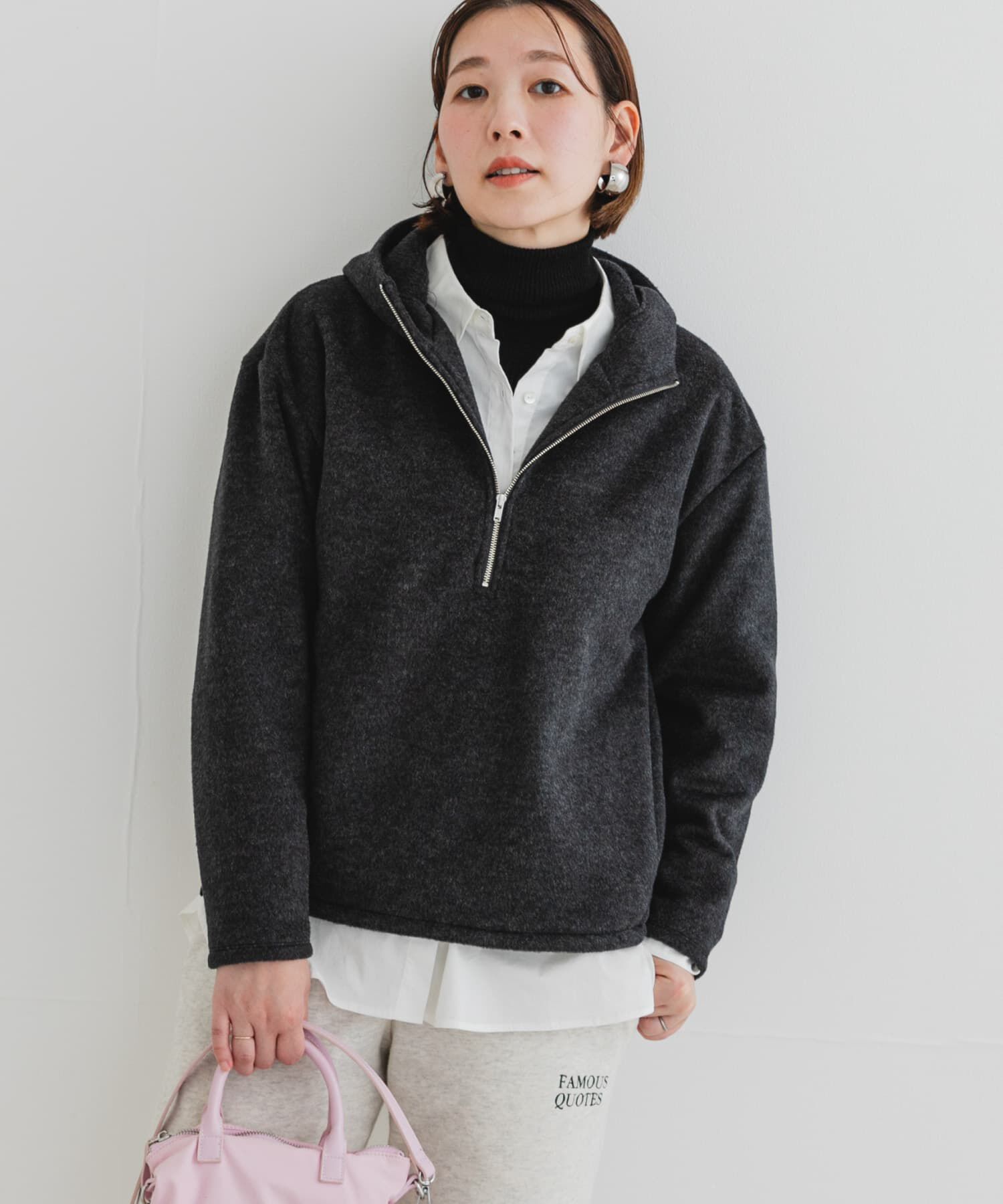 URBAN RESEARCH ROSSO「F by ROSSO　シャギーフリースハーフZIPパーカー」|パーカー|