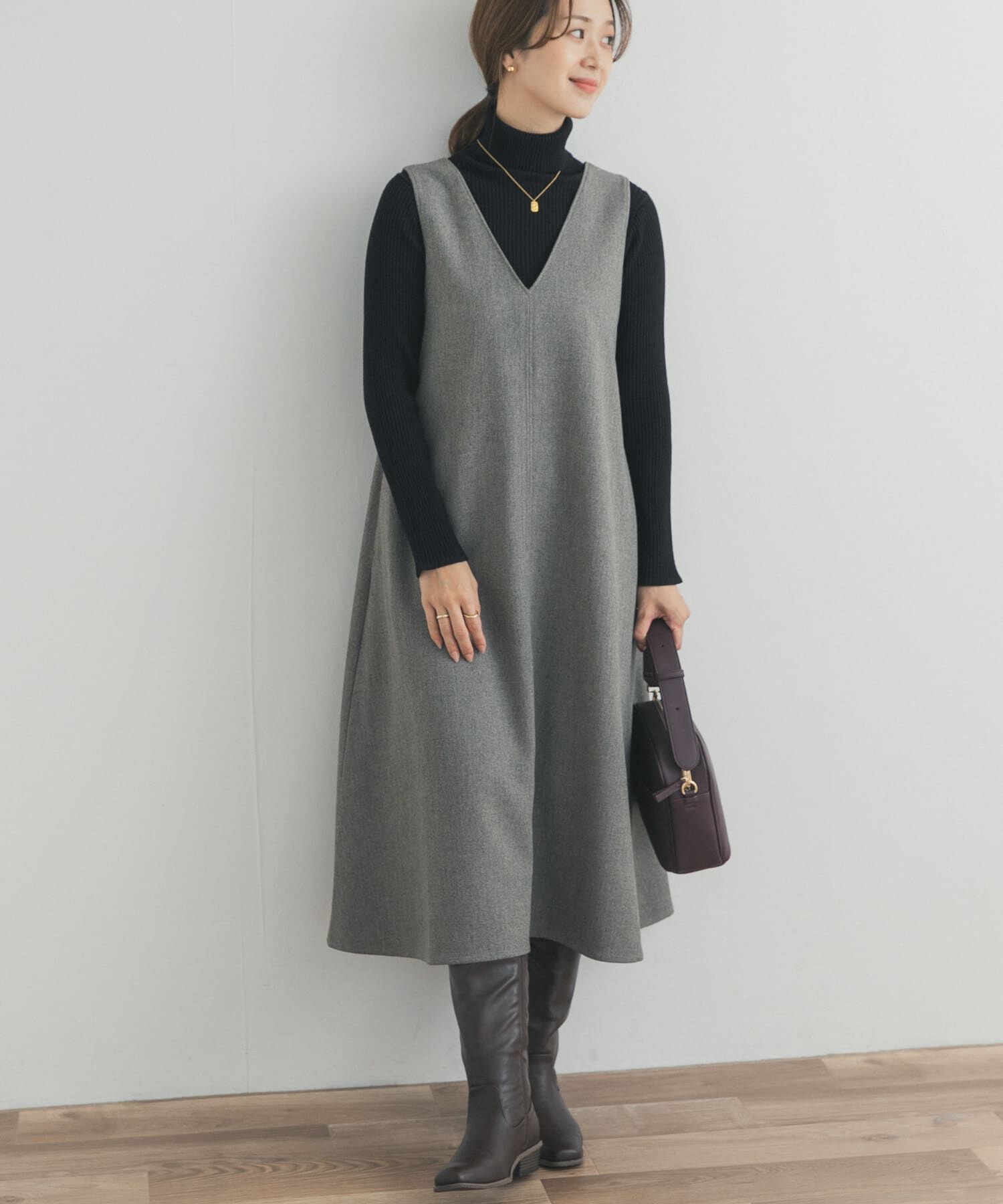 URBAN RESEARCH DOORS「メランジBACKタックフレアジャンスカ」|ワンピース|