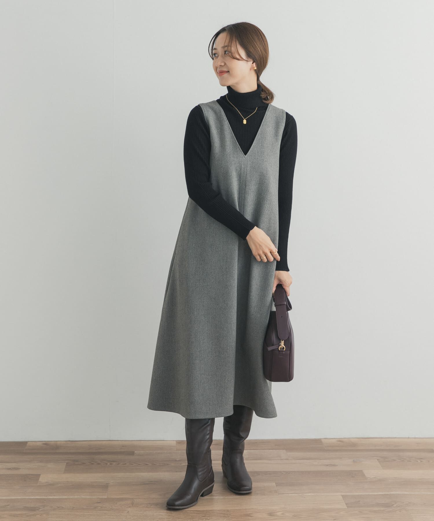 URBAN RESEARCH DOORS「メランジBACKタックフレアジャンスカ」|ワンピース|