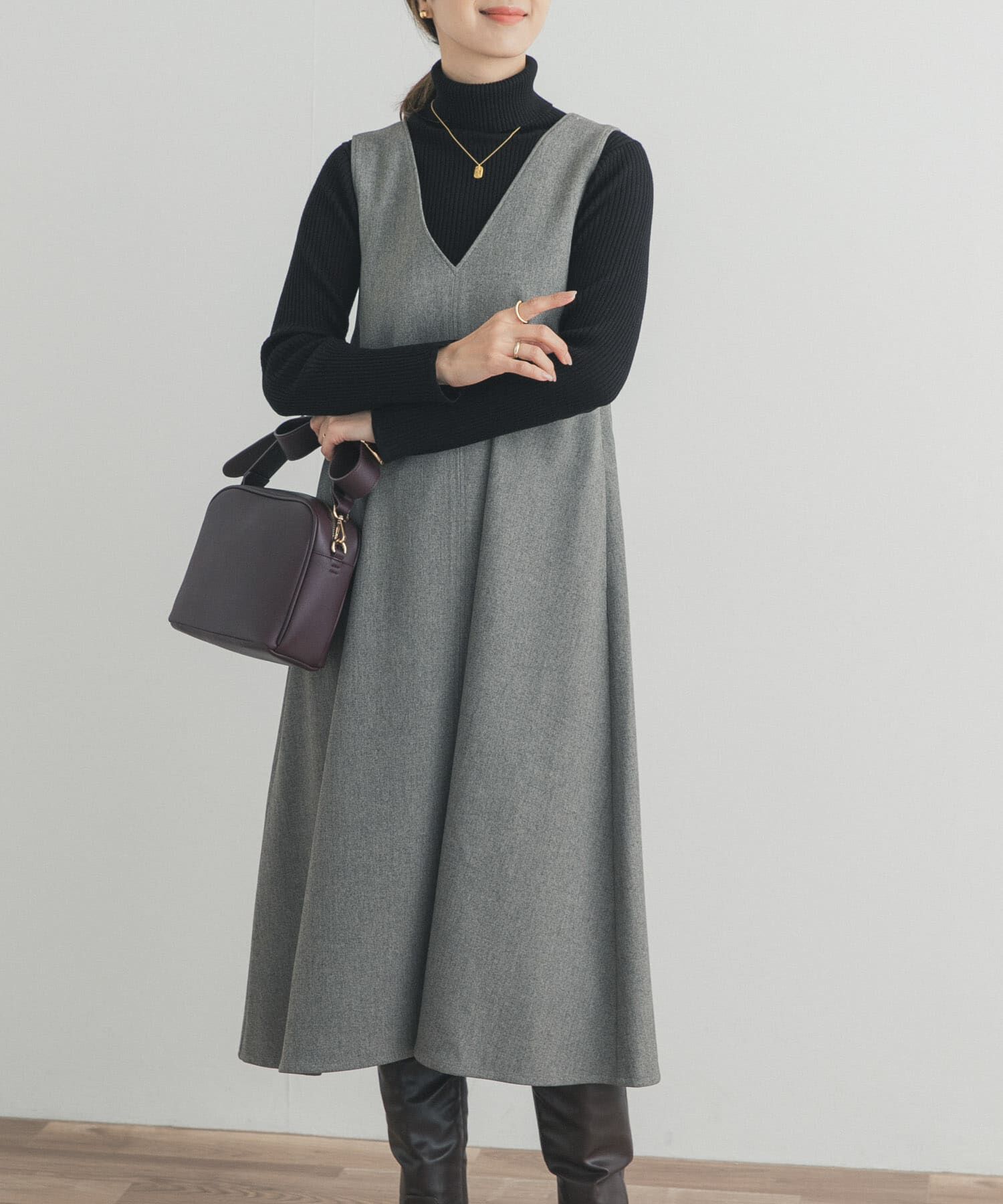 URBAN RESEARCH DOORS「メランジBACKタックフレアジャンスカ」|ワンピース|