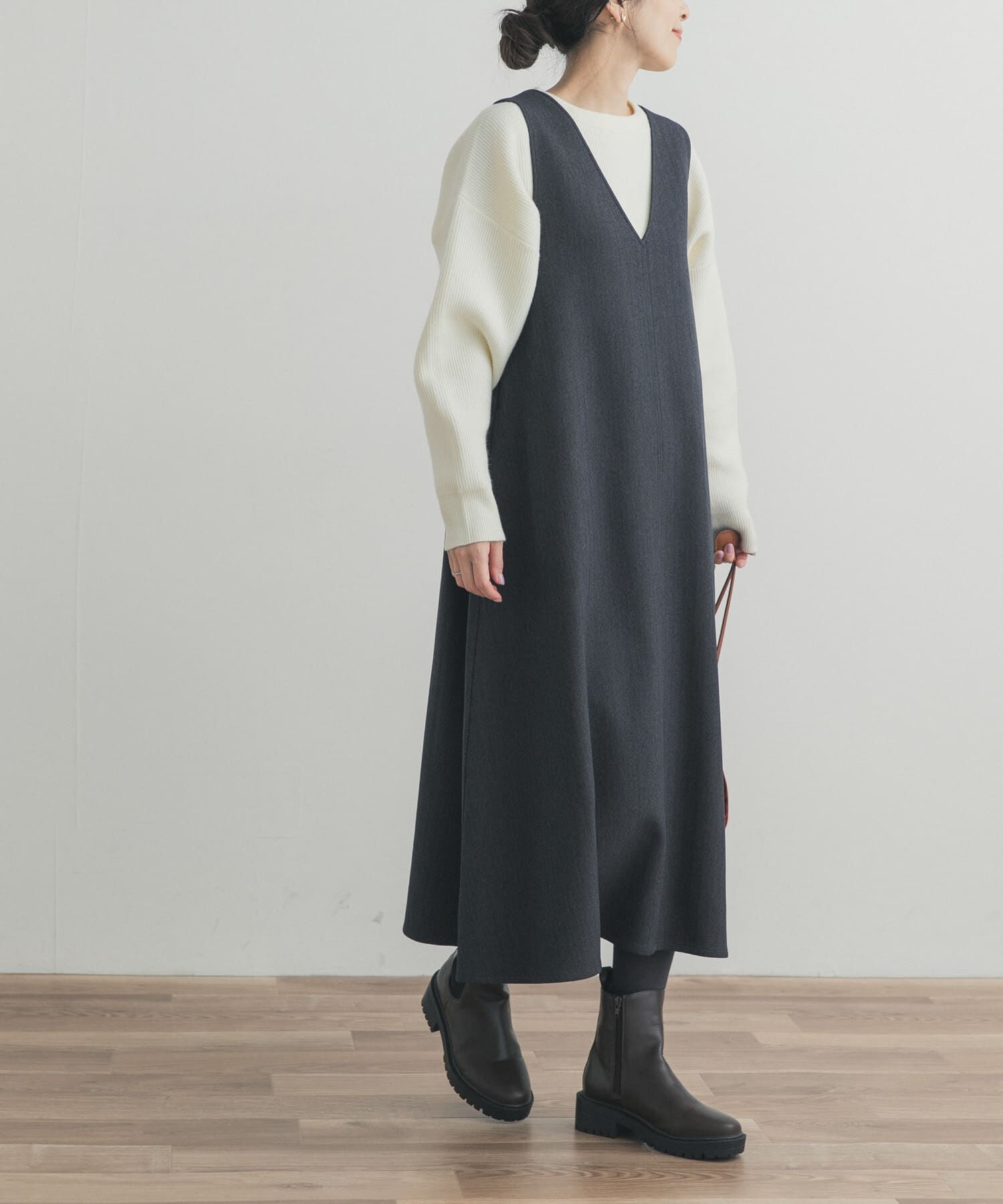 URBAN RESEARCH DOORS「メランジBACKタックフレアジャンスカ」|ワンピース|