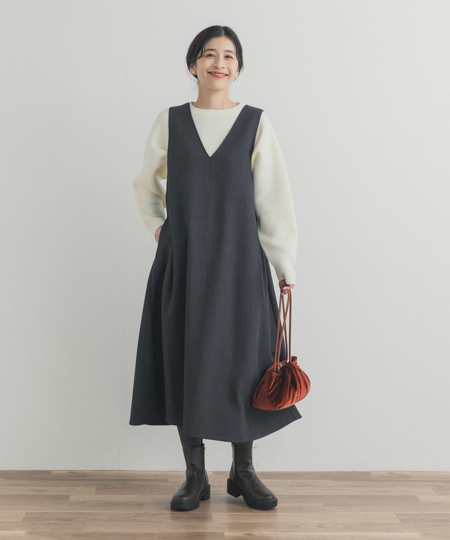 URBAN RESEARCH DOORS「メランジBACKタックフレアジャンスカ」|ワンピース|