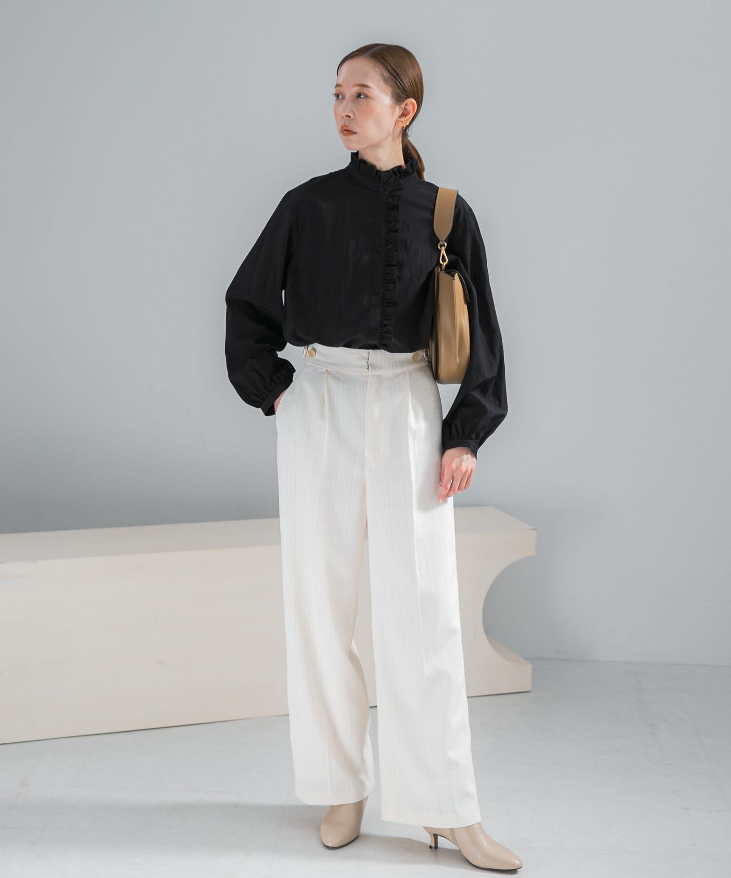 URBAN RESEARCH ROSSO「『WEB限定』フリルスタンドカラーシャツ」|シャツ・ブラウス|