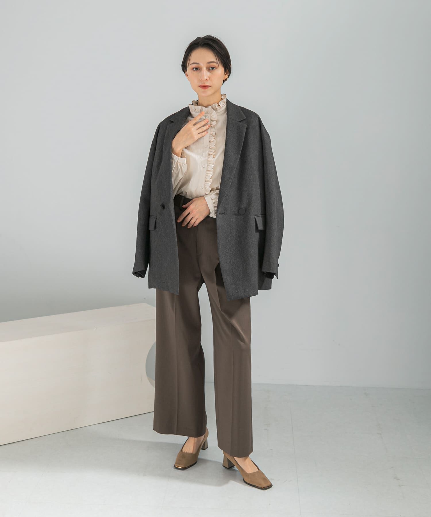 URBAN RESEARCH ROSSO「『WEB限定』フリルスタンドカラーシャツ」|シャツ・ブラウス|