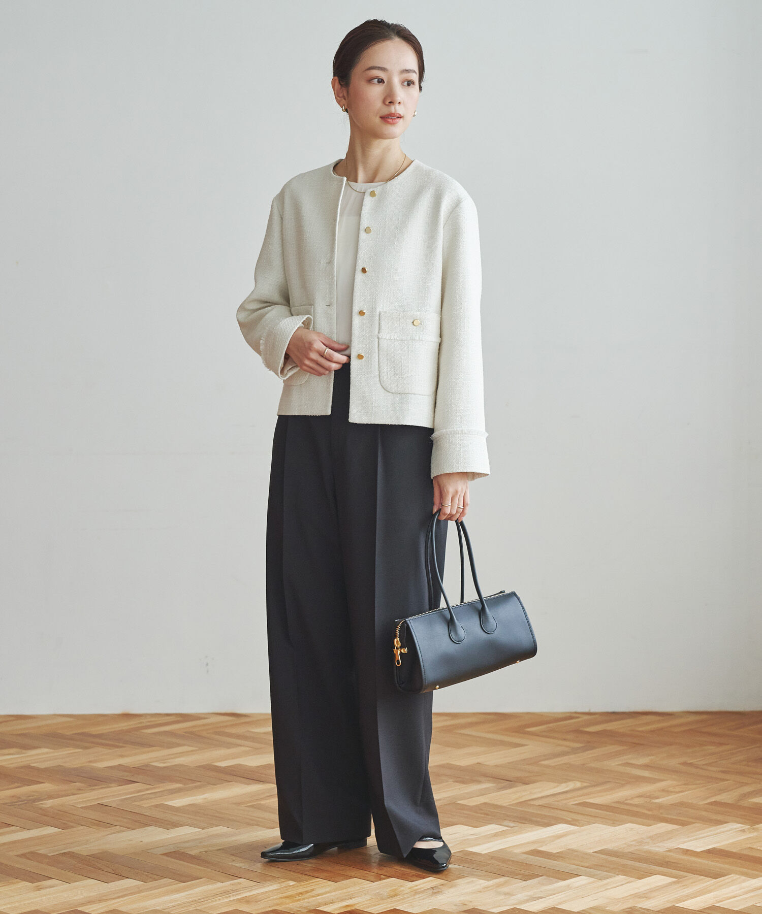 URBAN RESEARCH「ノーカラーツイードジャケット」|ノーカラージャケット|