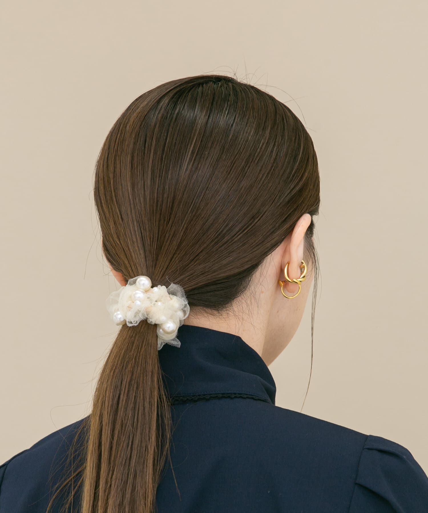 URBAN RESEARCH ROSSO「kaene　チュールフリルパールシュシュ」|ヘアゴム・シュシュ|オフホワイト