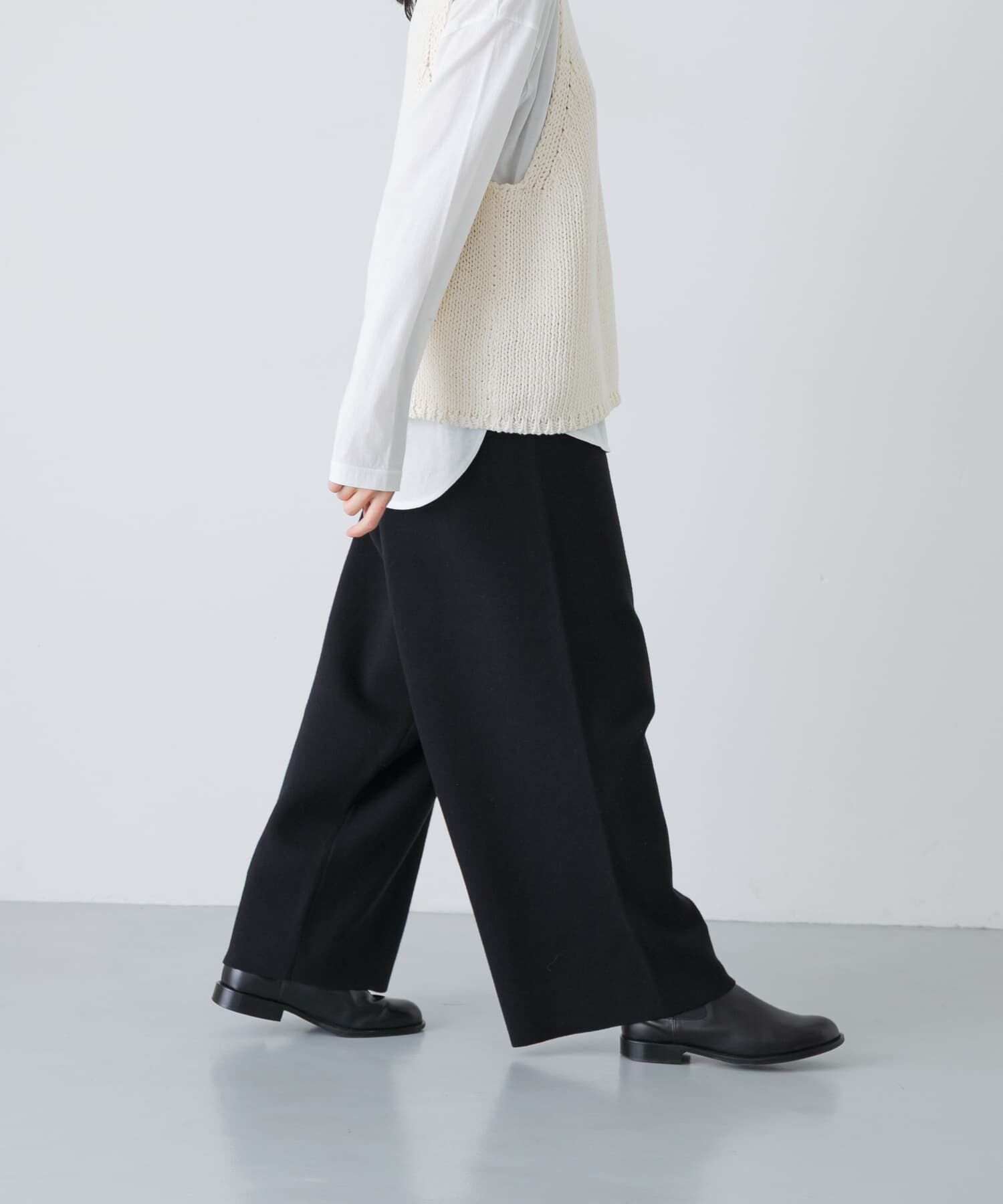 かぐれ「コットンカシミヤニットパンツ」|その他|ブラック