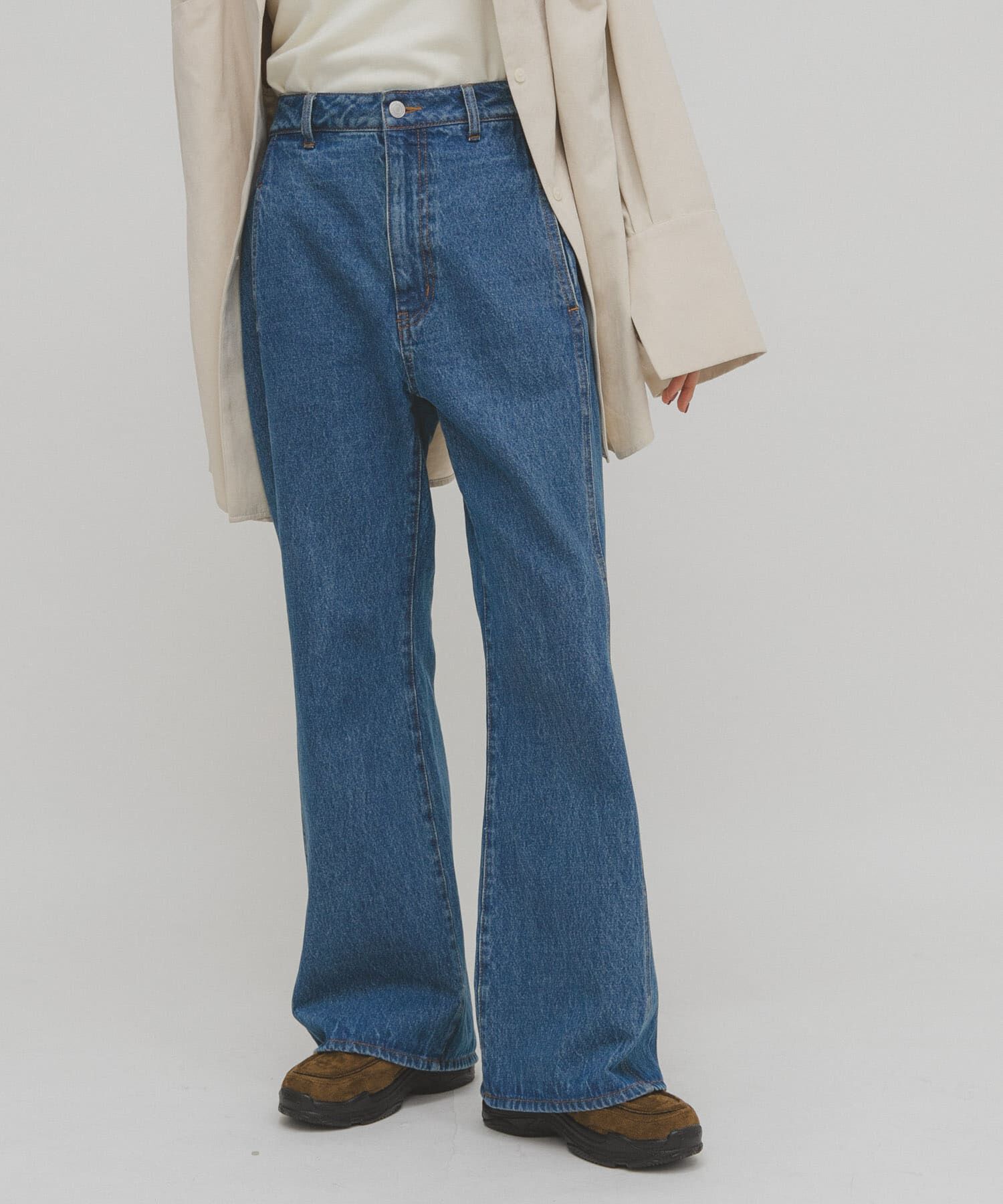  「シームポケットフレアデニム」|デニム|ライトブルー