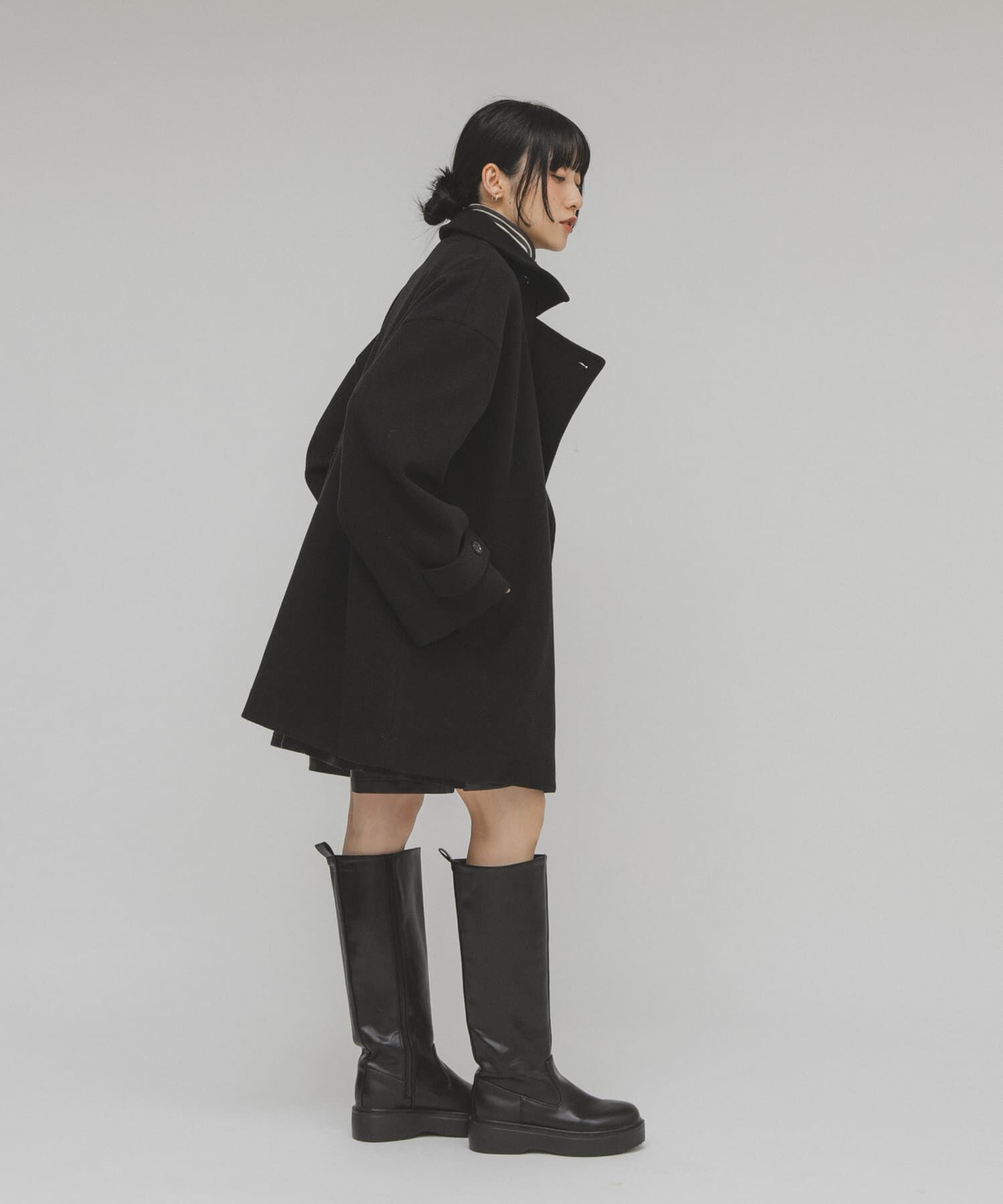  「BIGカラーミドルコート」|ノーカラーコート|