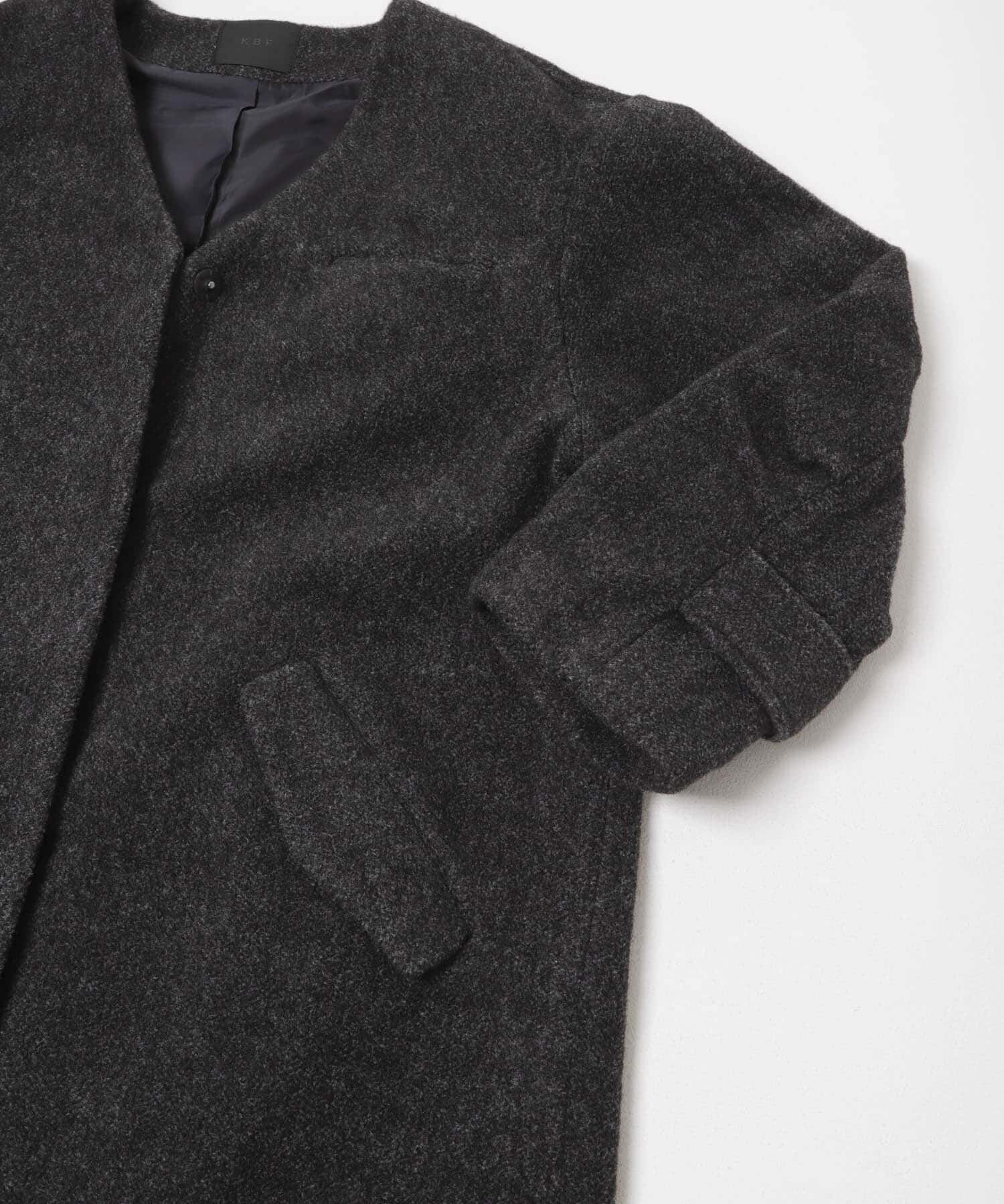  「テディボアロングコート」|ノーカラーコート|