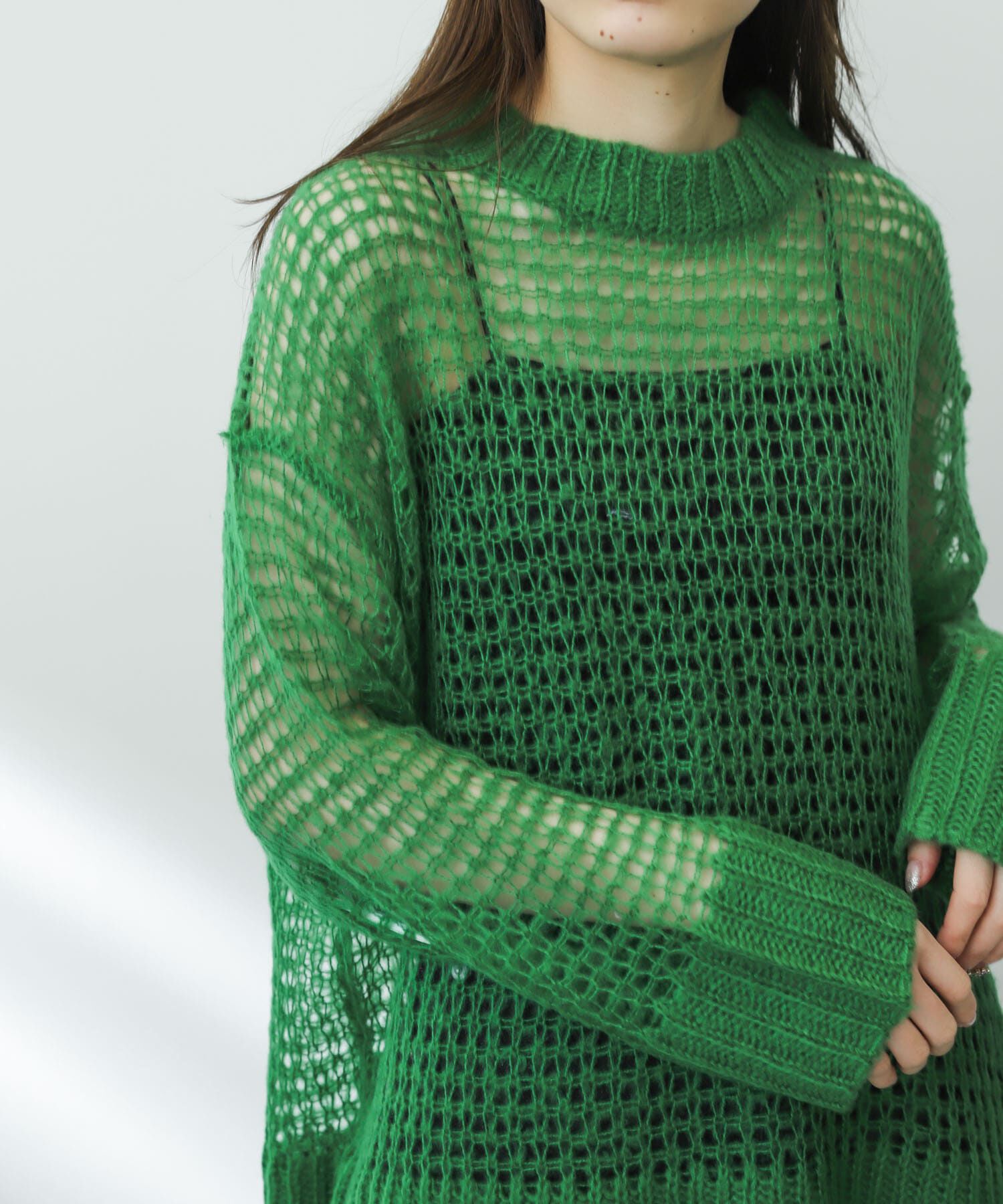SENSE OF PLACE by URBAN RESEARCH「メッシュルーズセーター」|ニット・セーター|グリーン