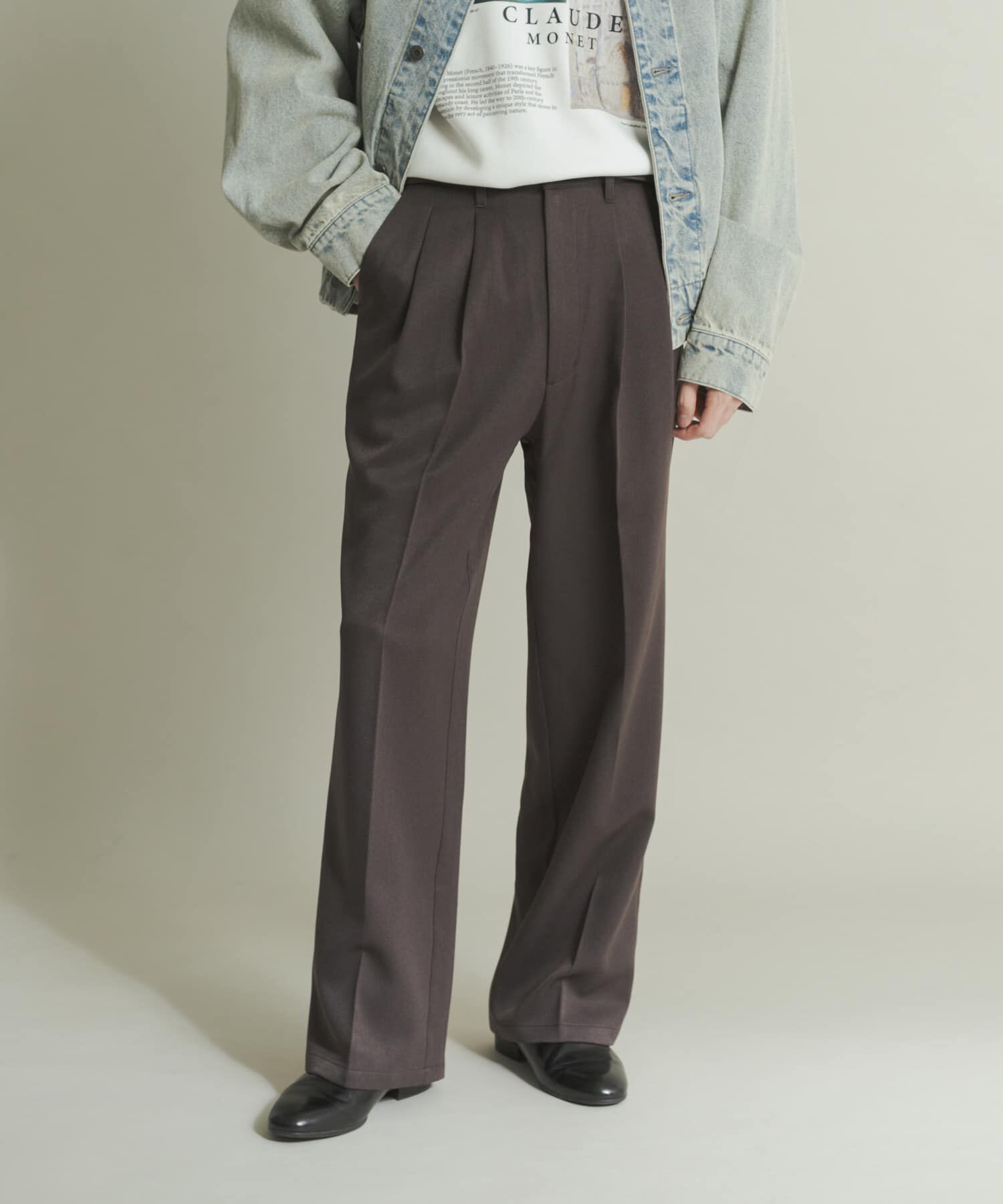 SENSE OF PLACE by URBAN RESEARCH「ウールライクダブルタックワイドパンツ」|その他|チャコールグレー