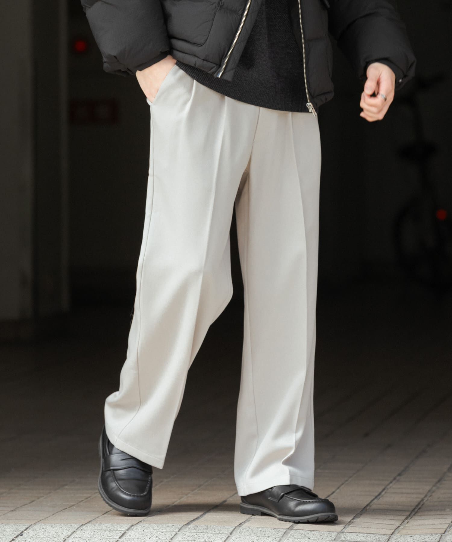 SENSE OF PLACE by URBAN RESEARCH「ウールライクダブルタックワイドパンツ」|その他|ライトベージュ