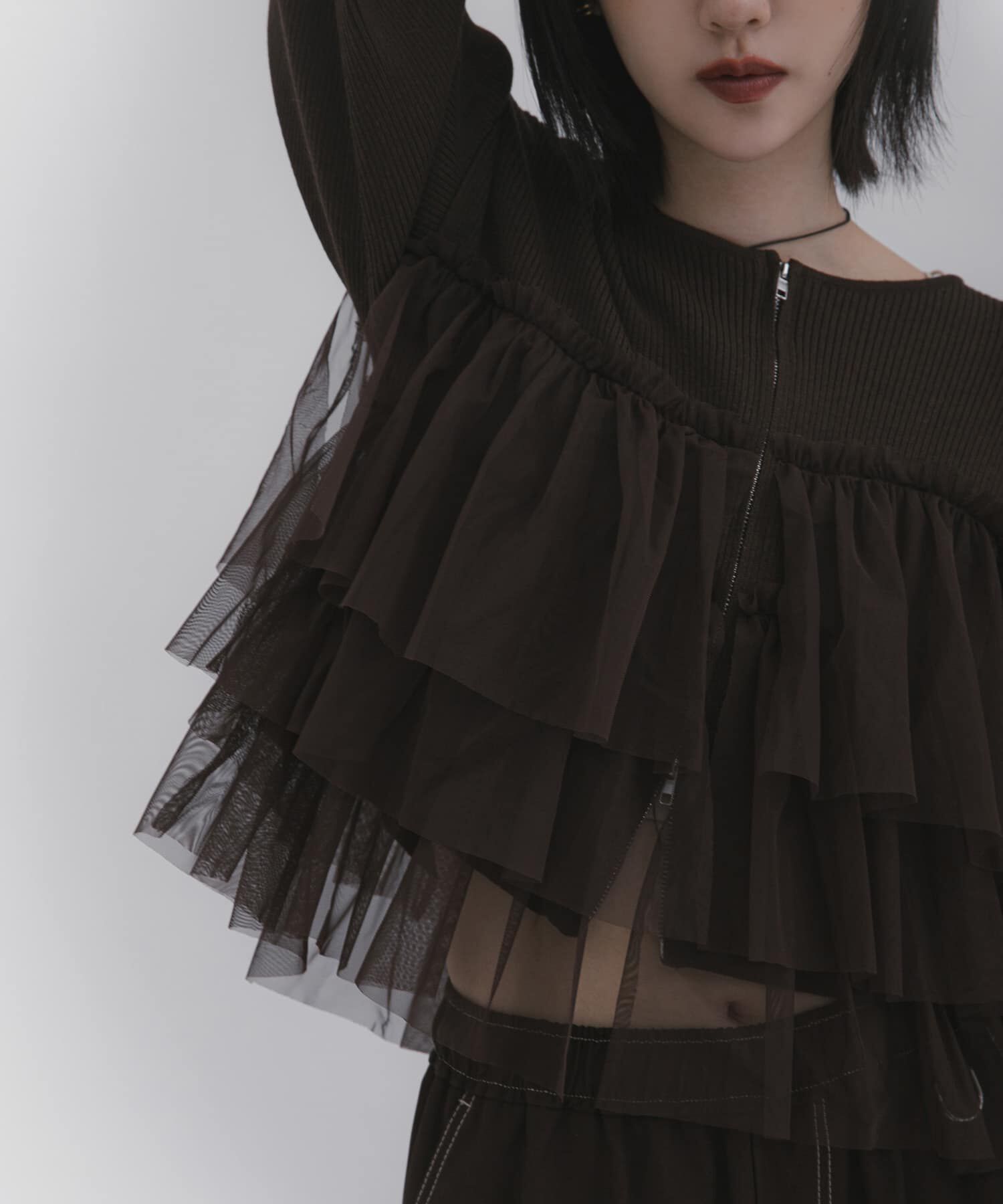 SENSE OF PLACE by URBAN RESEARCH「『洗濯可』ダブルジップフリルニットカーディガン」|ニット・セーター|