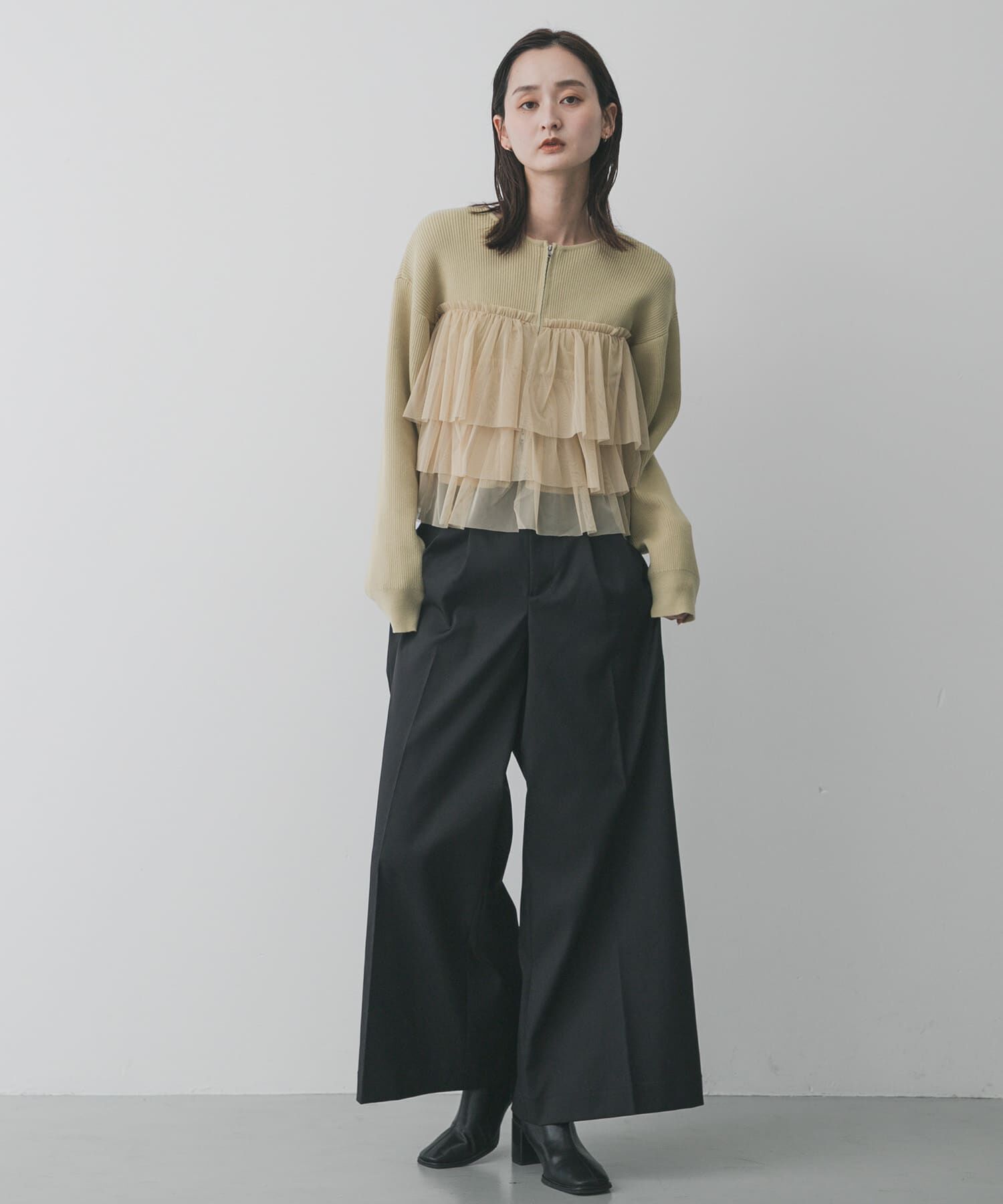 SENSE OF PLACE by URBAN RESEARCH「『洗濯可』ダブルジップフリルニットカーディガン」|ニット・セーター|