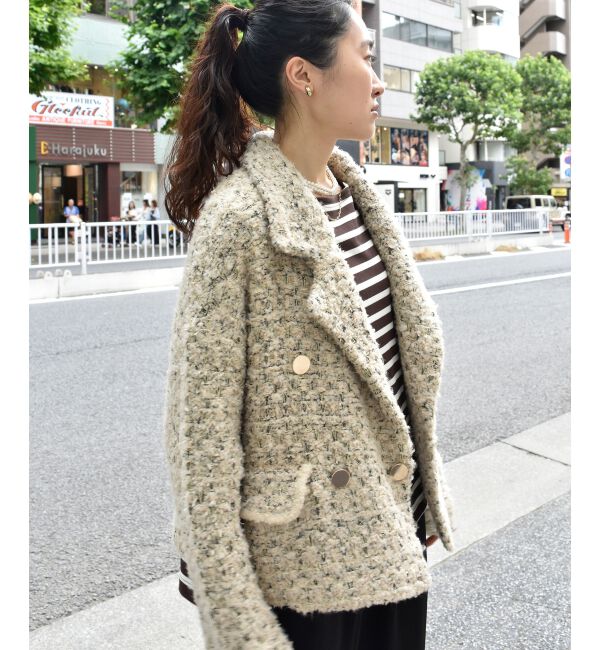  「《手洗い可能》TORRAZZO DONNAツイードニットPコート」|ピーコート|