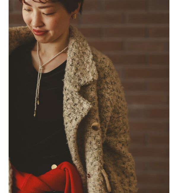  「《手洗い可能》TORRAZZO DONNAツイードニットPコート」|ピーコート|