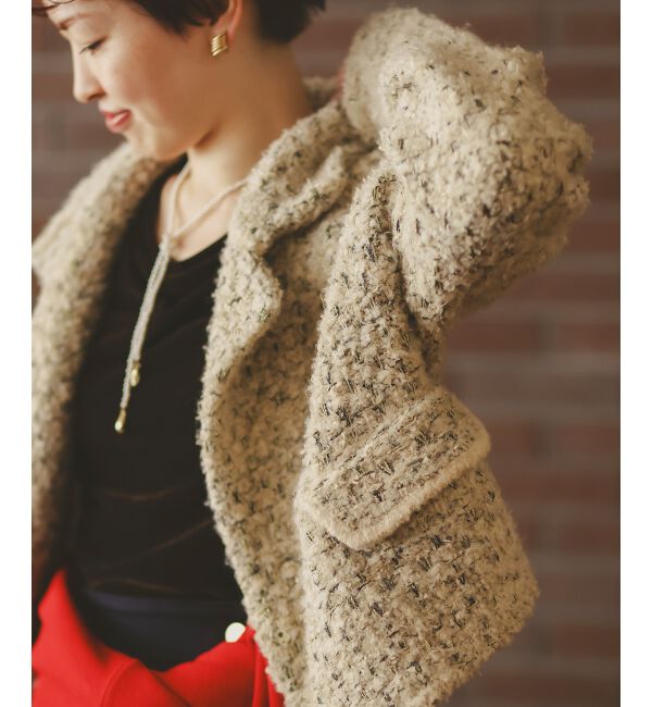  「《手洗い可能》TORRAZZO DONNAツイードニットPコート」|ピーコート|