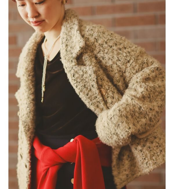  「《手洗い可能》TORRAZZO DONNAツイードニットPコート」|ピーコート|