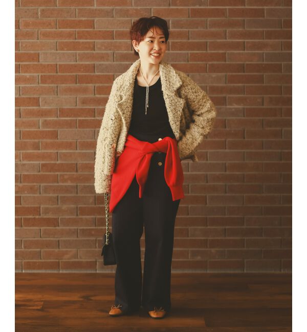  「《手洗い可能》TORRAZZO DONNAツイードニットPコート」|ピーコート|