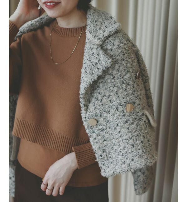  「《手洗い可能》TORRAZZO DONNAツイードニットPコート」|ピーコート|