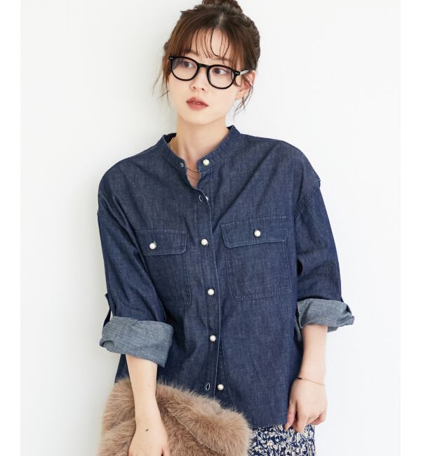  「スタンドネックパールボタンシャツ」|シャツ・ブラウス|