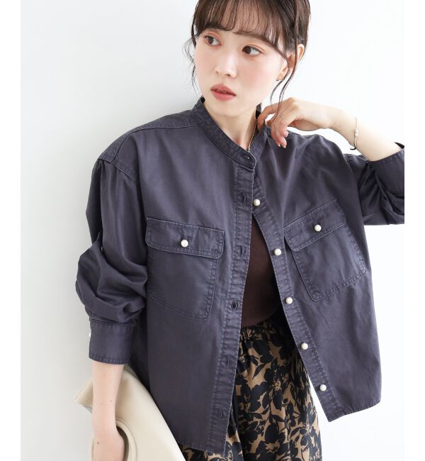  「スタンドネックパールボタンシャツ」|シャツ・ブラウス|