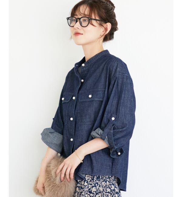  「スタンドネックパールボタンシャツ」|シャツ・ブラウス|