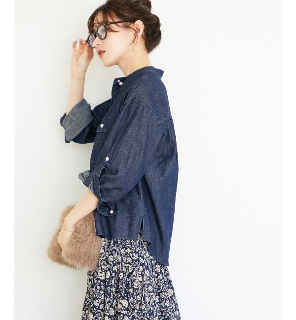  「スタンドネックパールボタンシャツ」|シャツ・ブラウス|