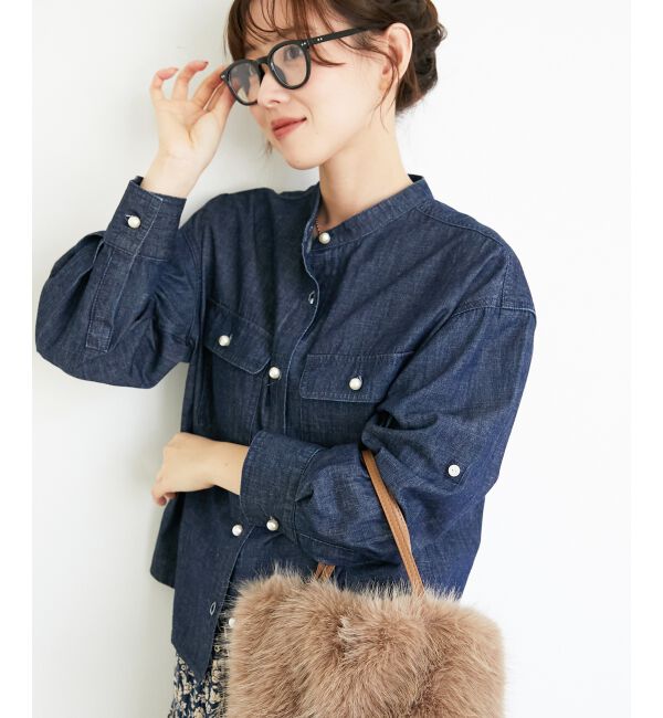  「スタンドネックパールボタンシャツ」|シャツ・ブラウス|